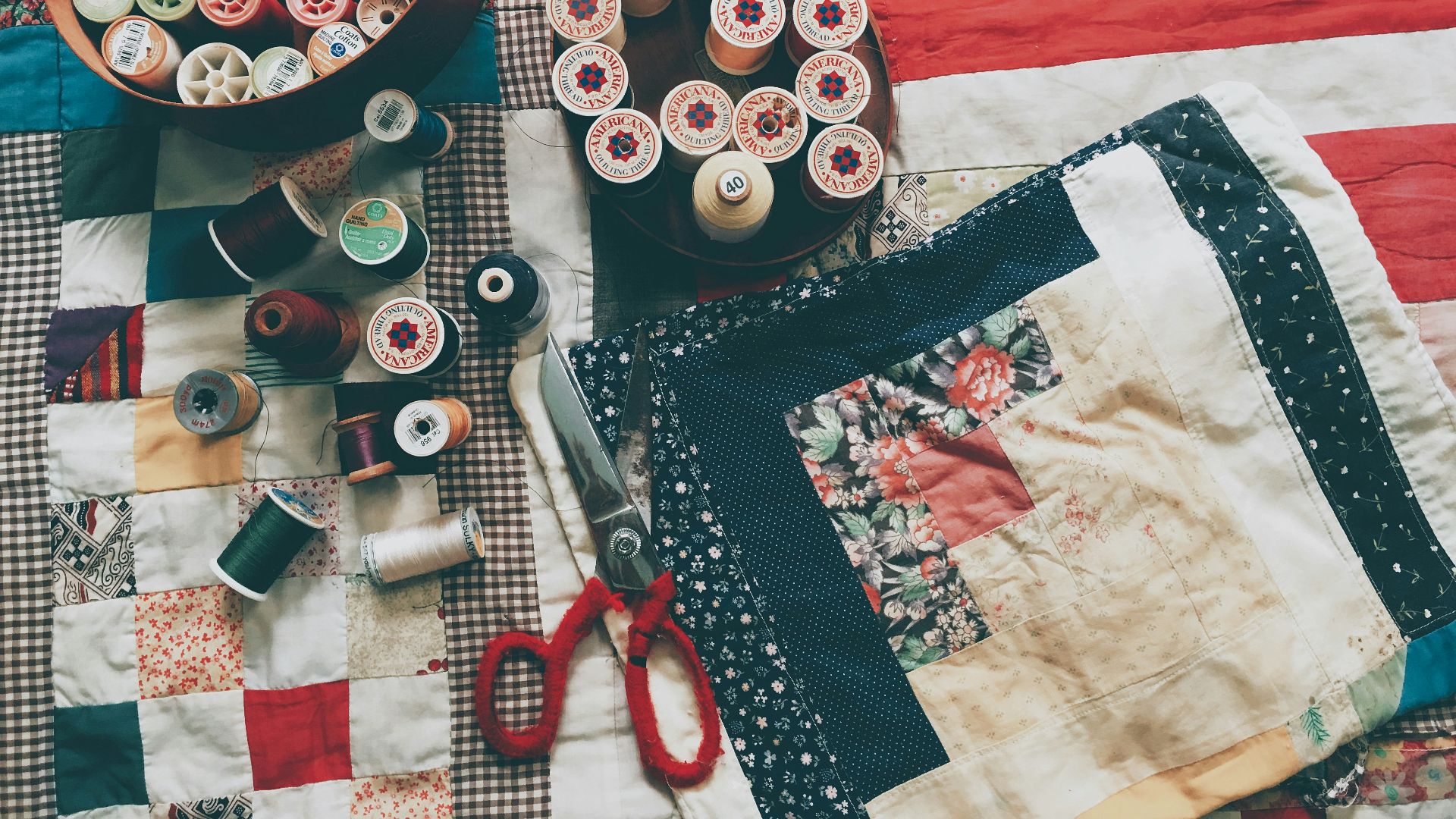 sewing silk and scissors