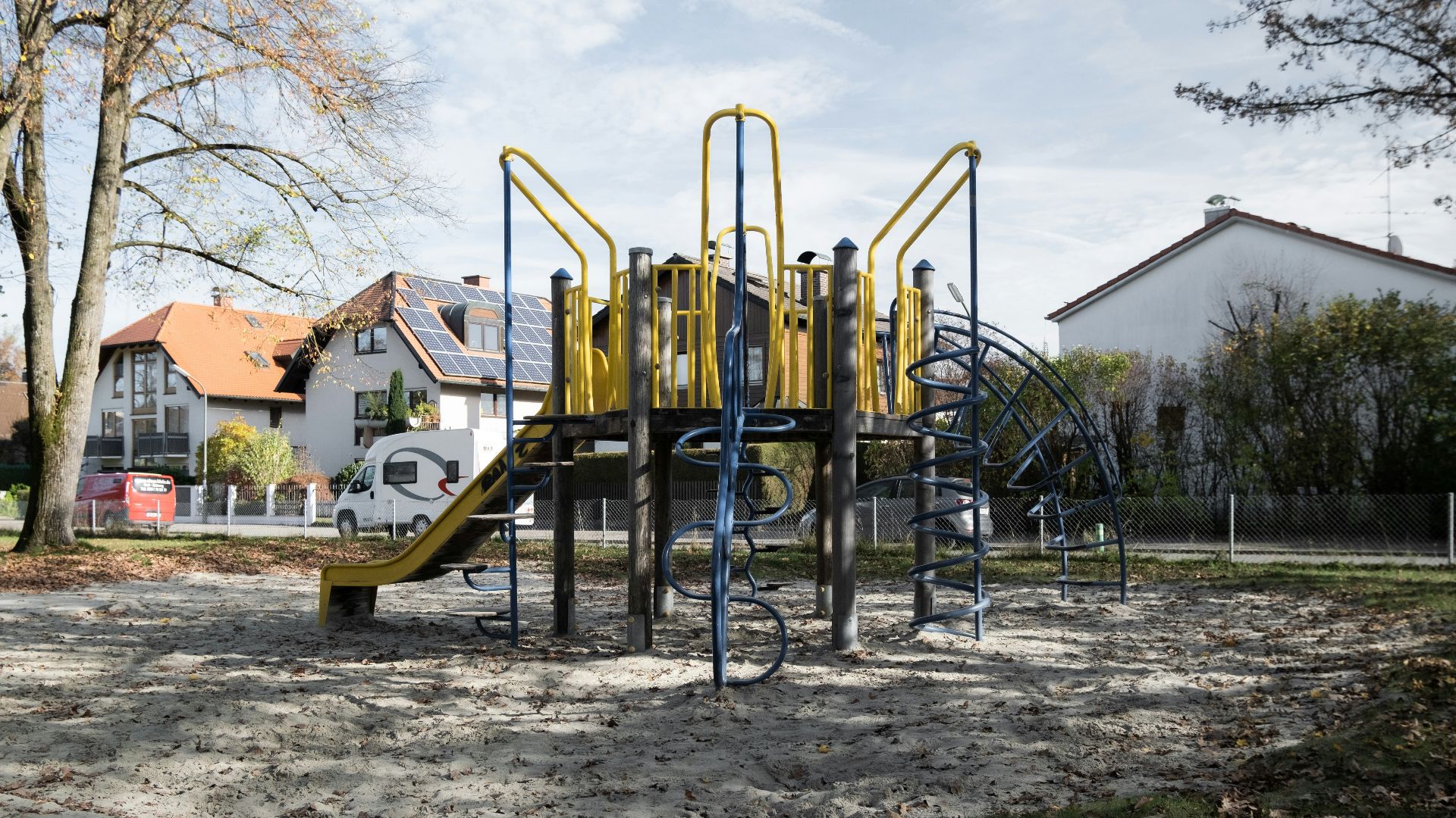 a playground with a slide