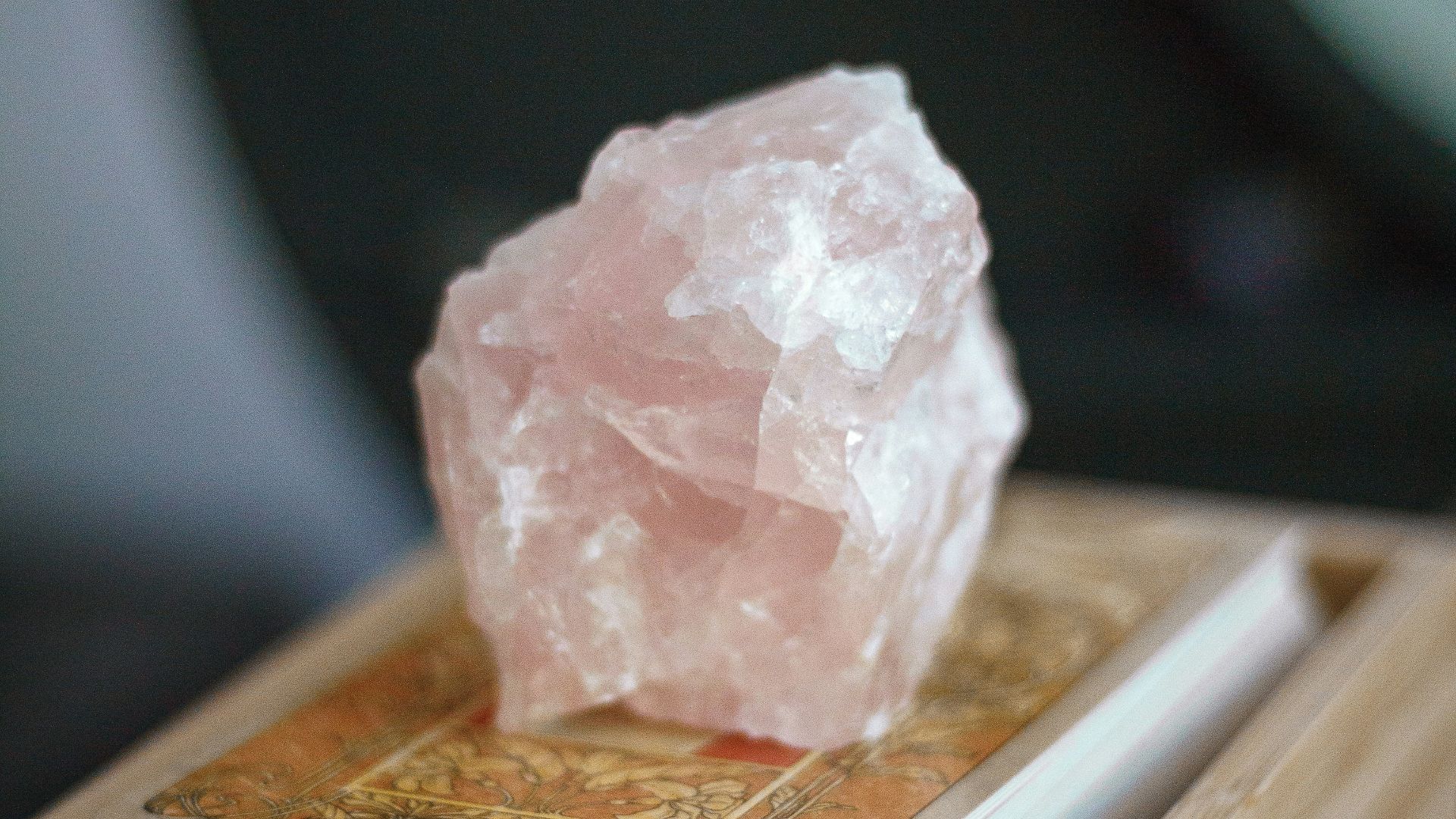 white crystal on brown wooden table