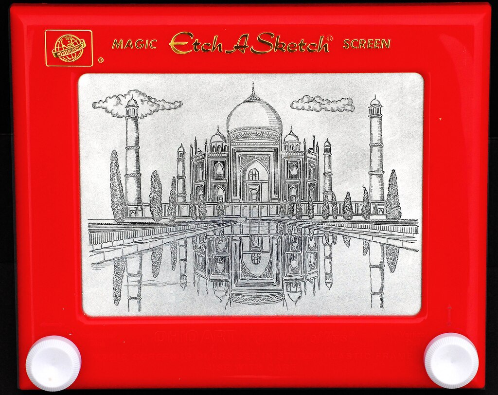 Taj Mahal Drawing On An Etch-A-Sketch