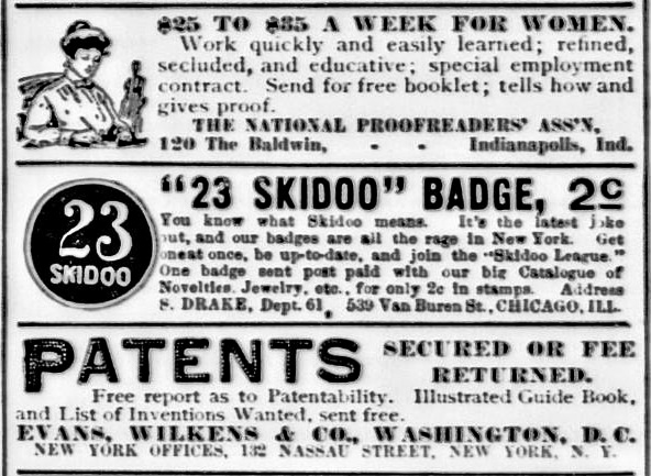 23 Skidoo Badge Ad - New York Tribune (29 July 1906) P. 38