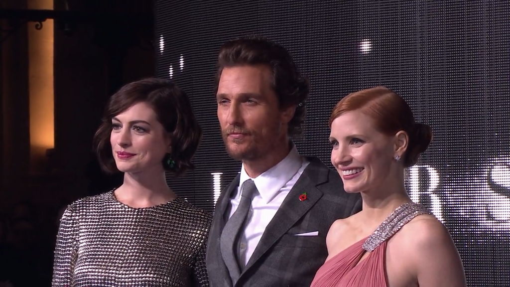 1024Px-Anne Hathaway, Matthew Mccounaughay & Jessica Chastain Interstellar Premiere