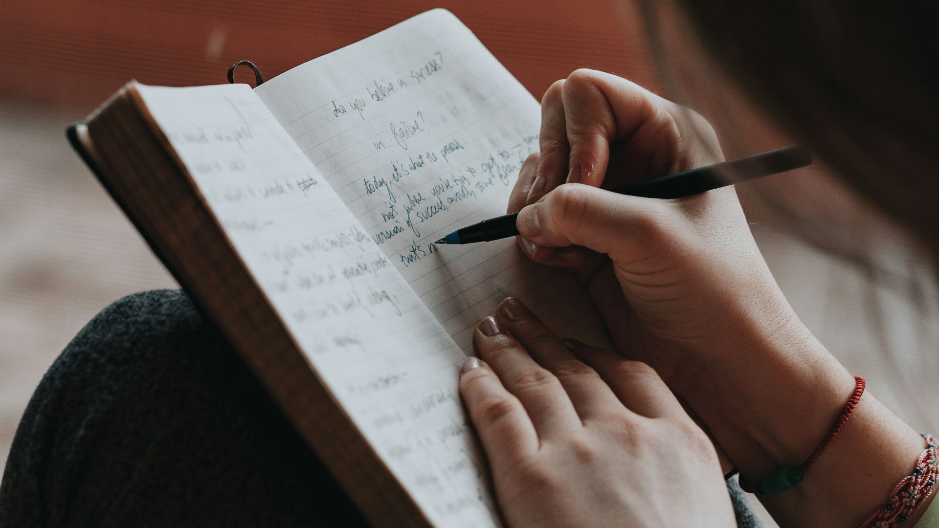 unknown person writing