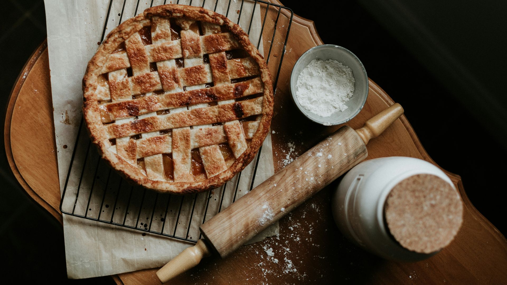 brown pie on brown wooden table