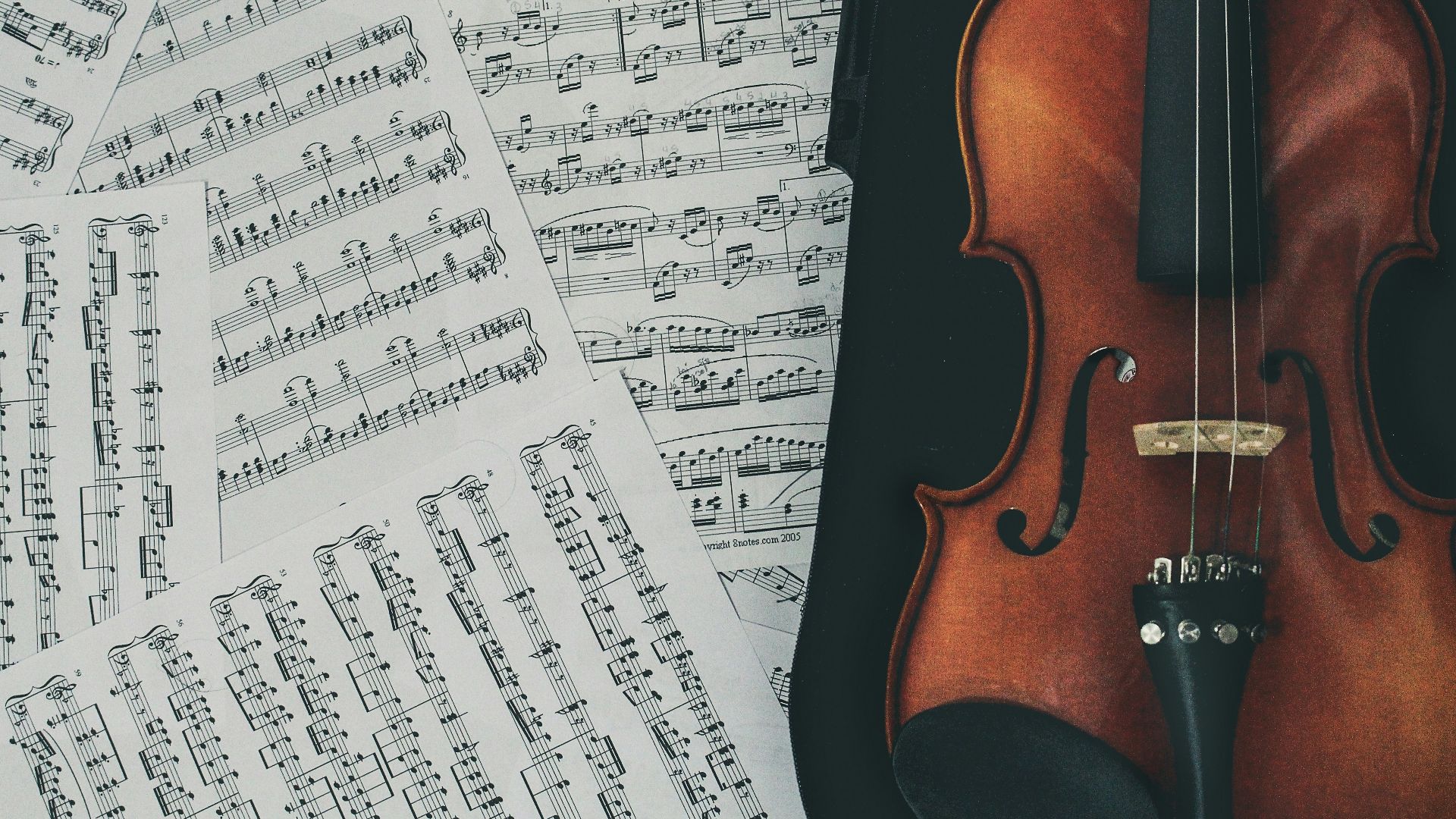 brown violin with case