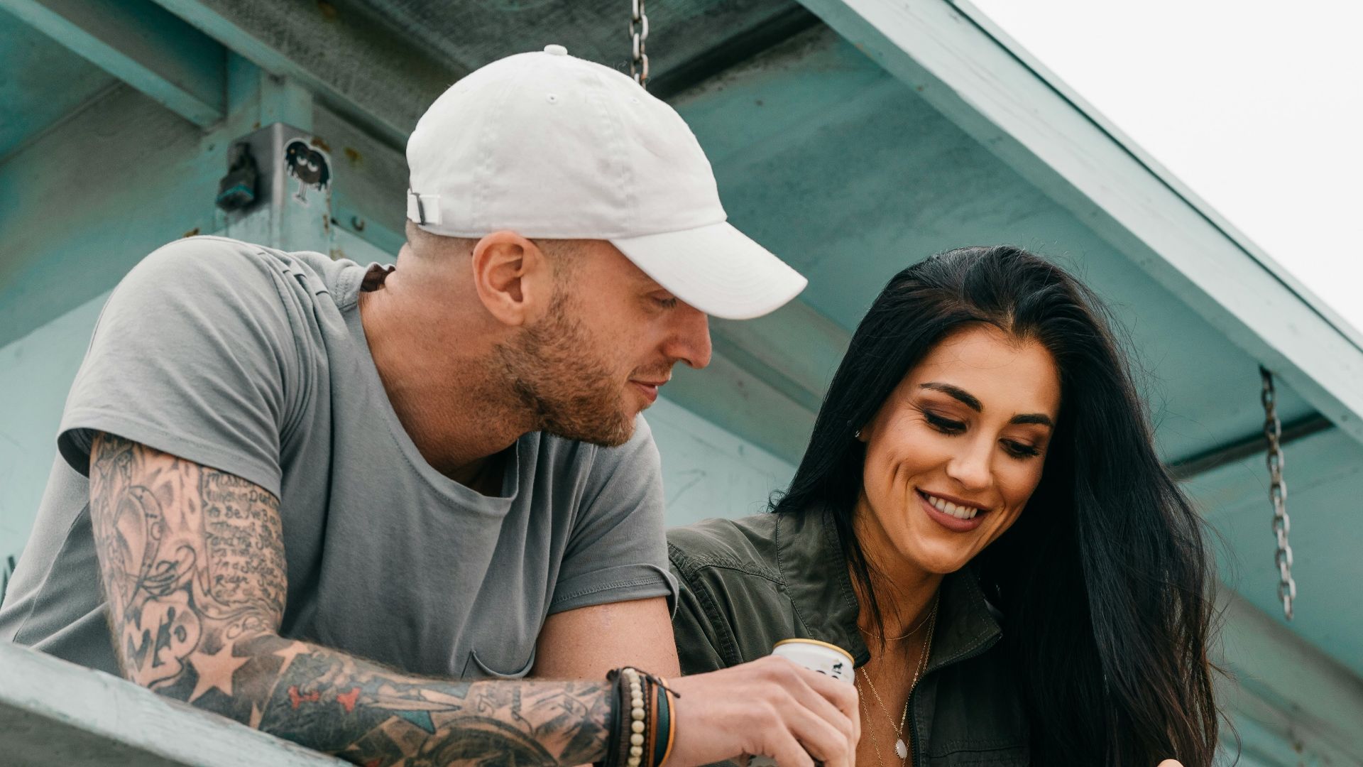 smiling woman and man