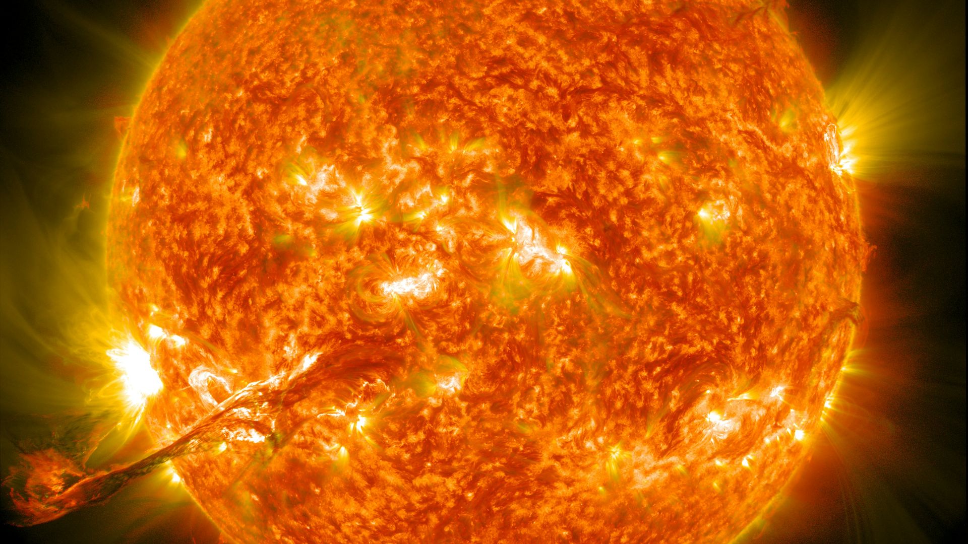 The sun with a corona mass ejection