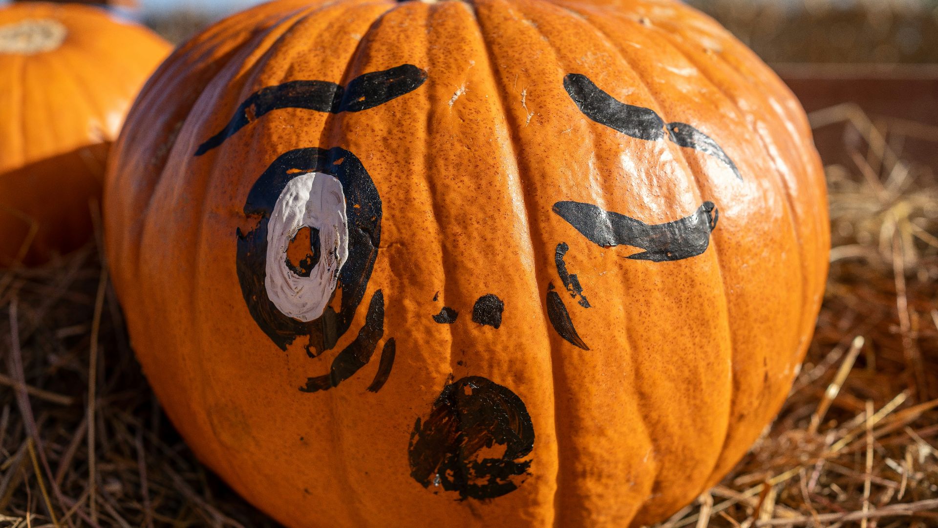 a carved pumpkin with a face