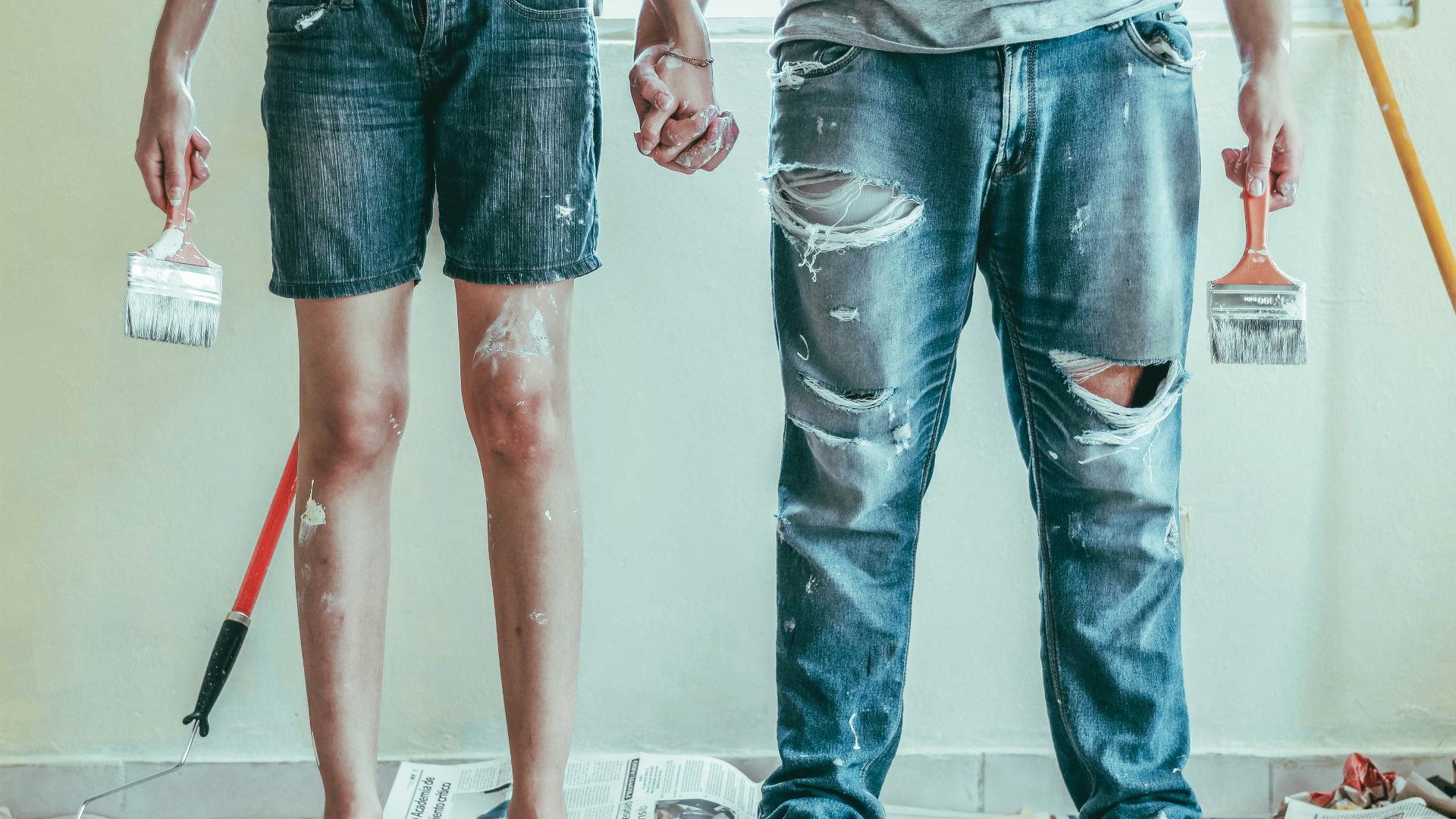 2 person wearing blue denim jeans