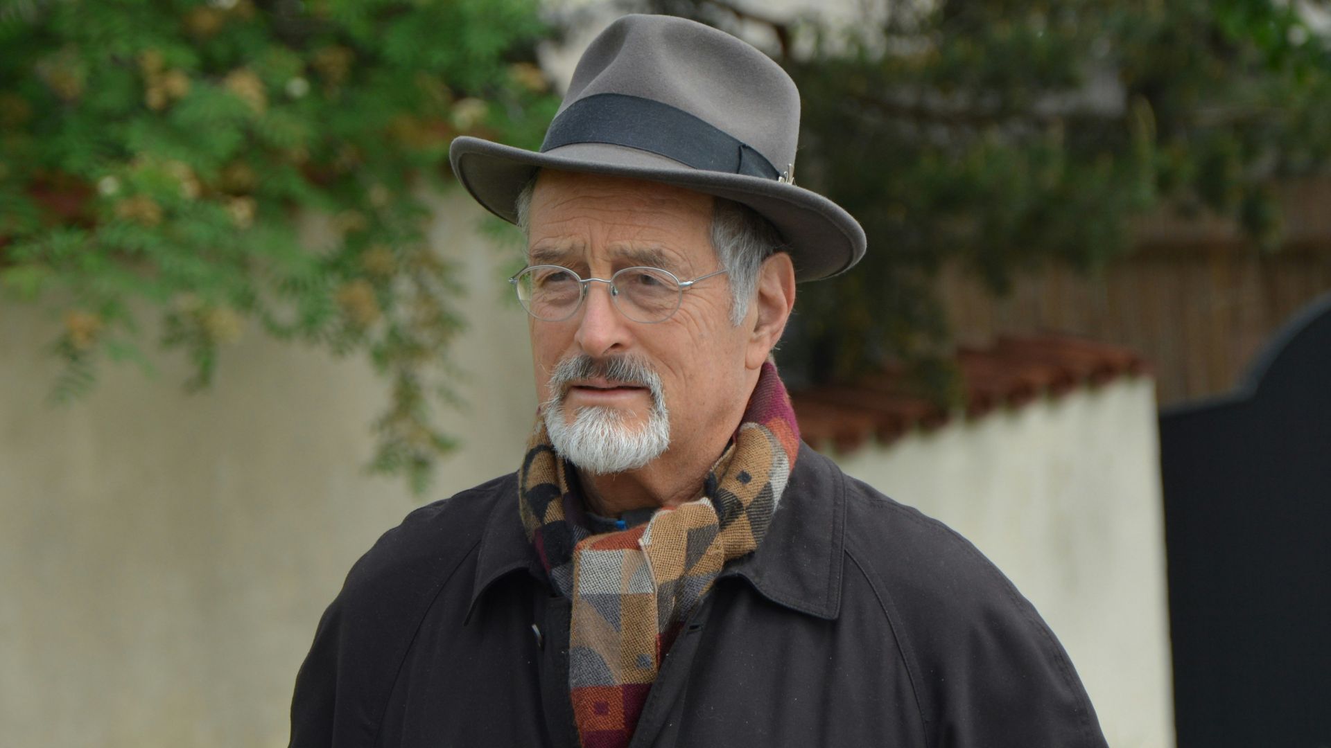 man in black jacket wearing black fedora hat standing on green grass field during daytime