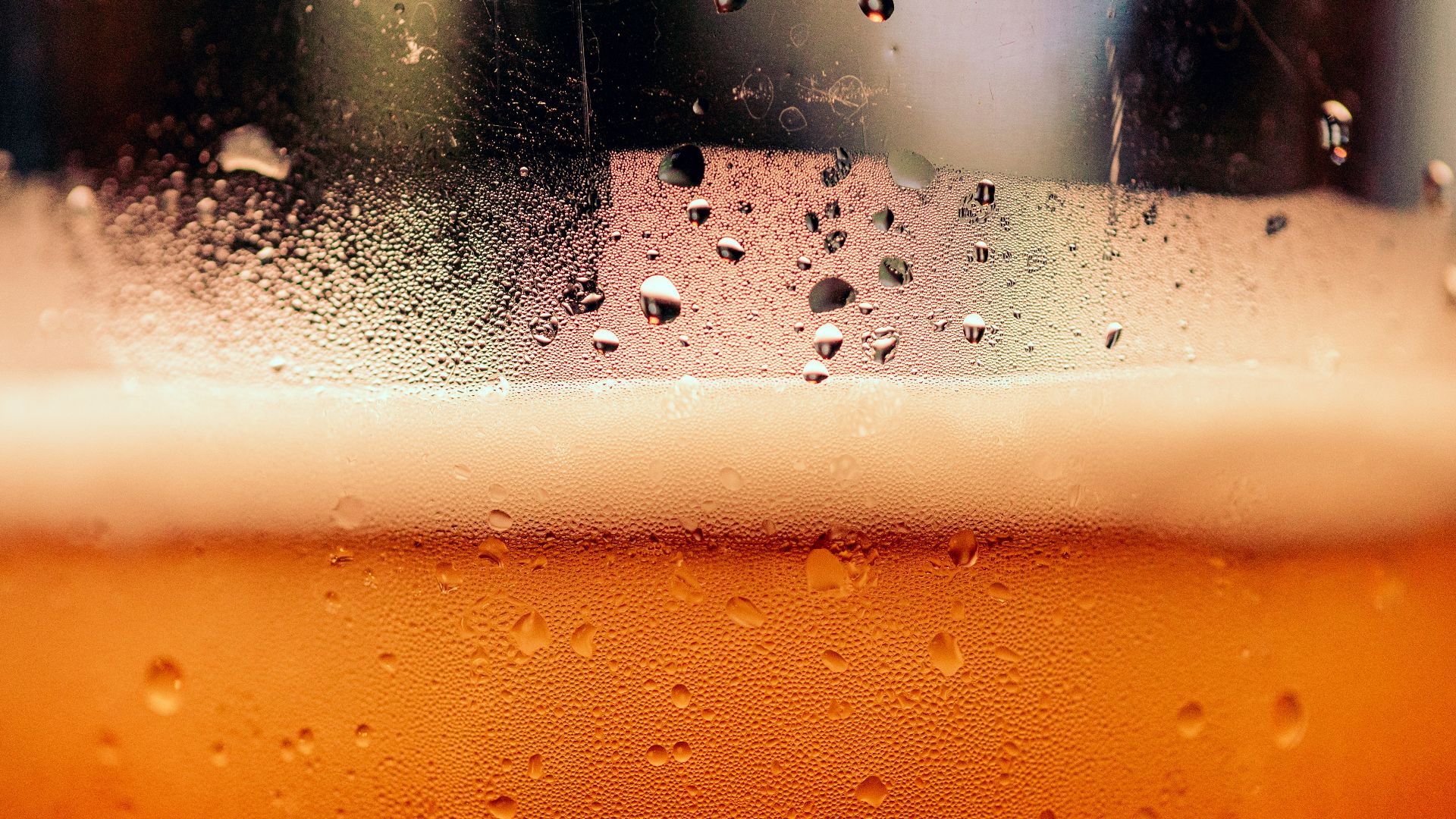 a close up of a glass of beer with drops of water
