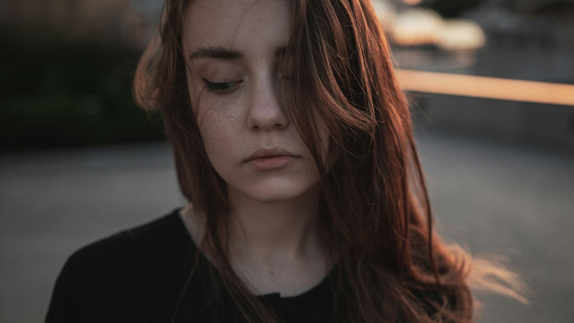 woman in black shirt