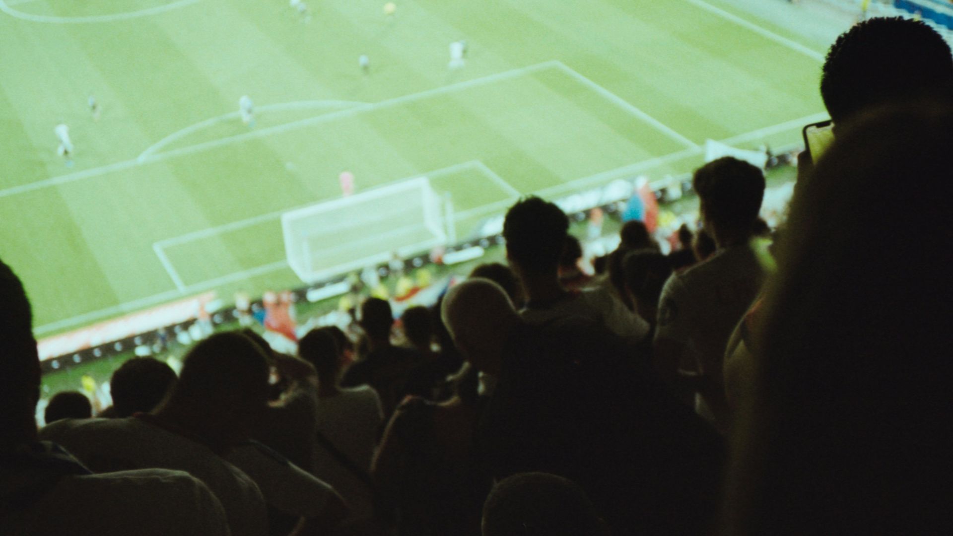 a crowd of people watching a soccer game