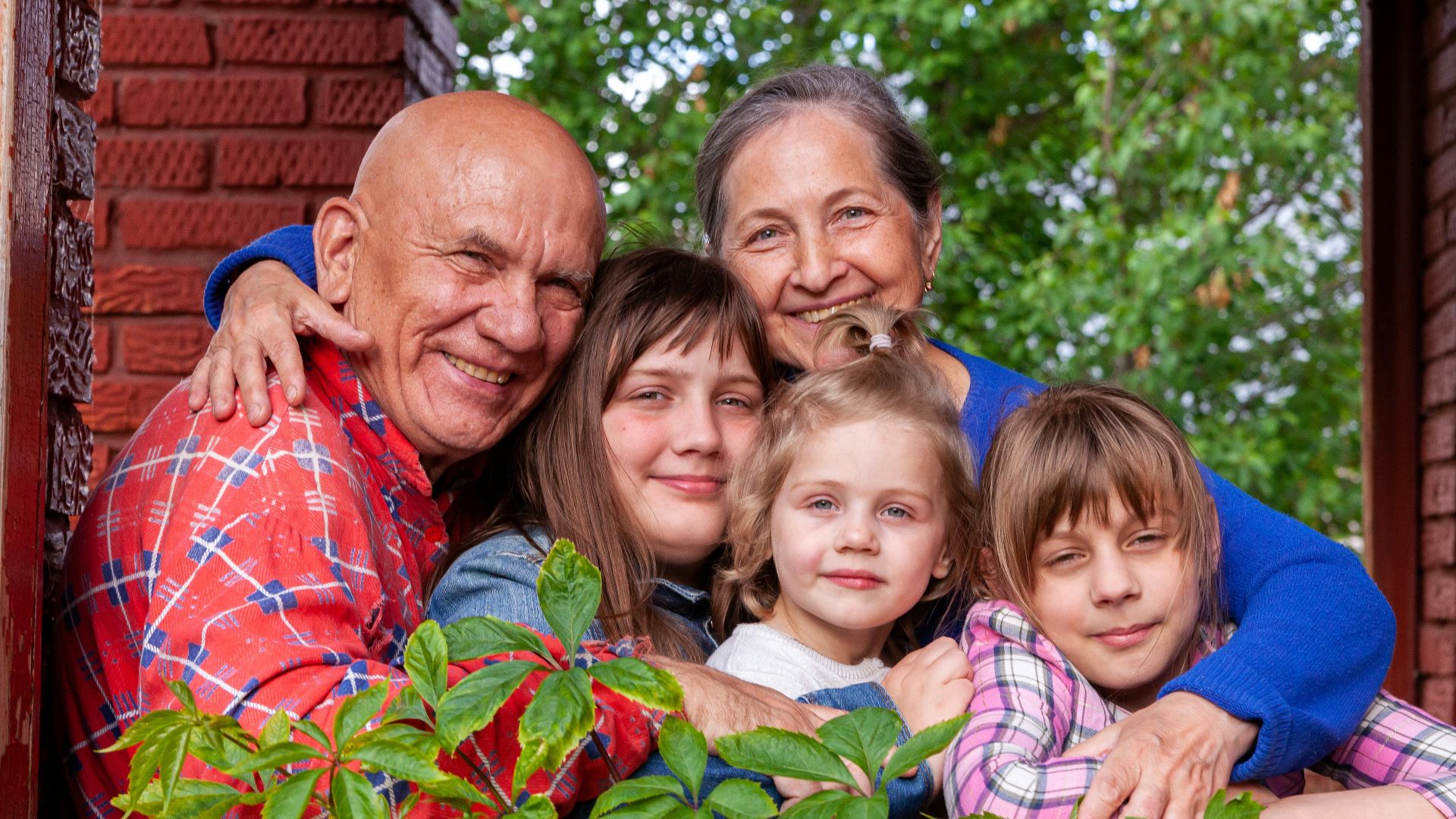 a family posing for a picture