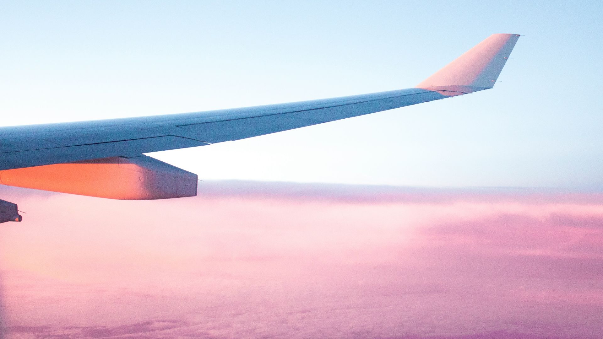 aerial view of airplane wing