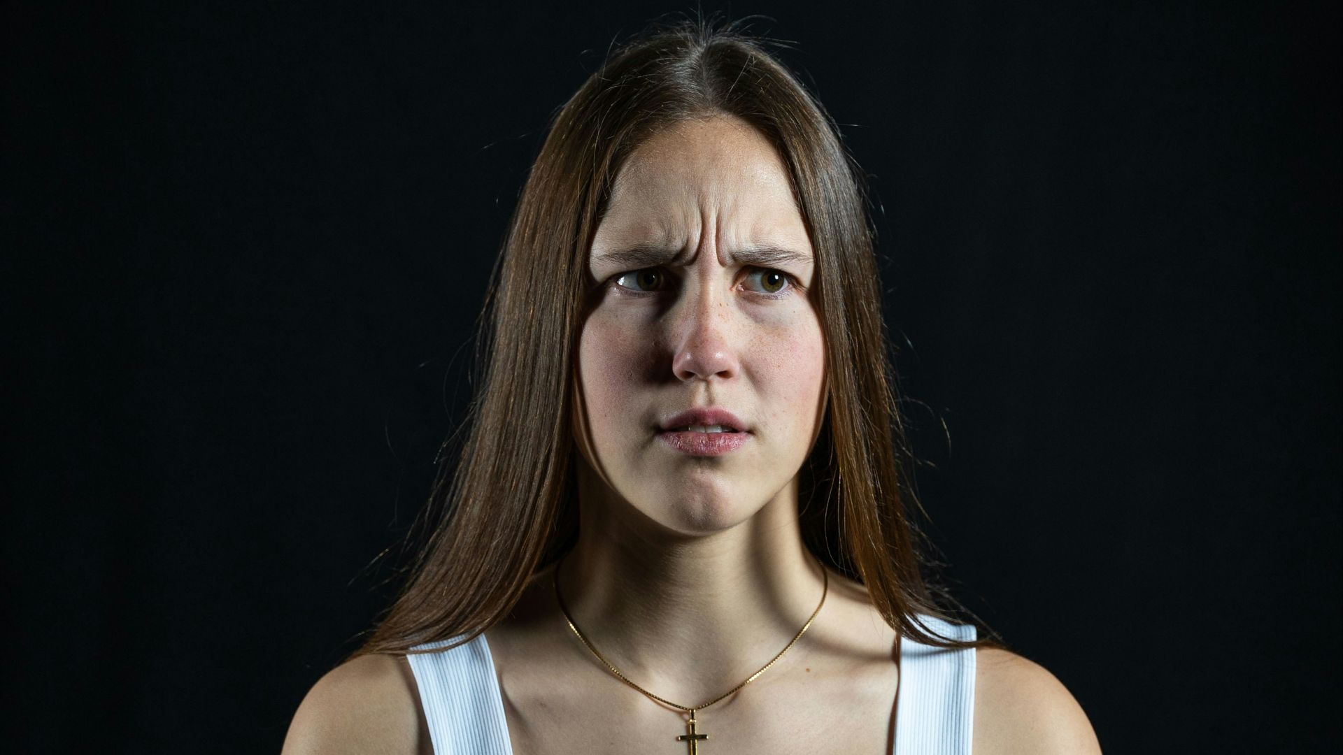 a woman with long hair