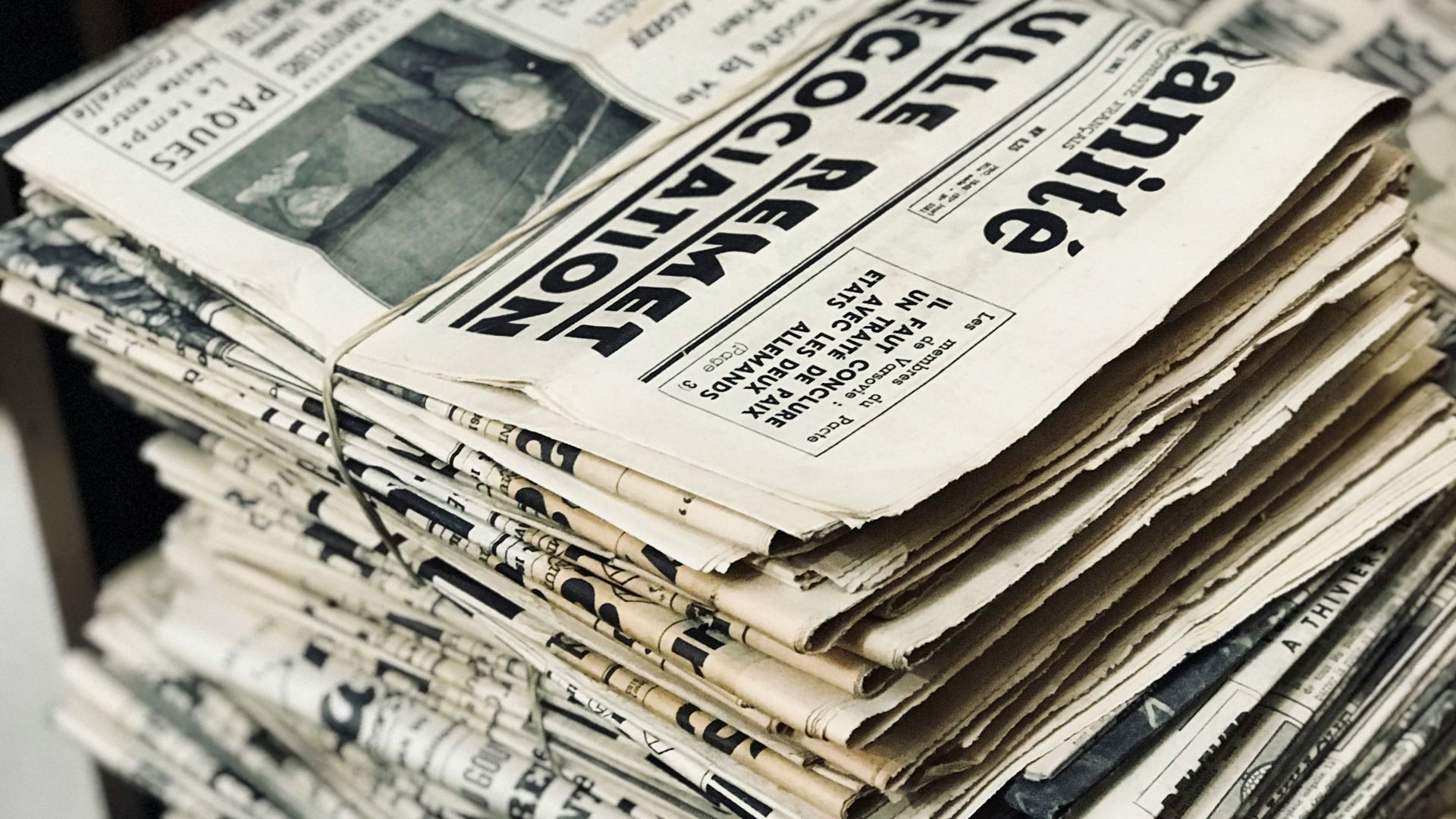bundle of newspaper on table