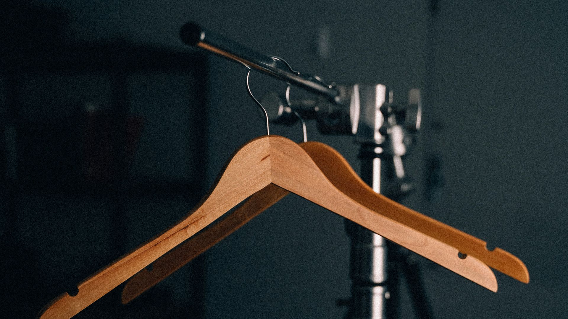 clothes hangers on display stand