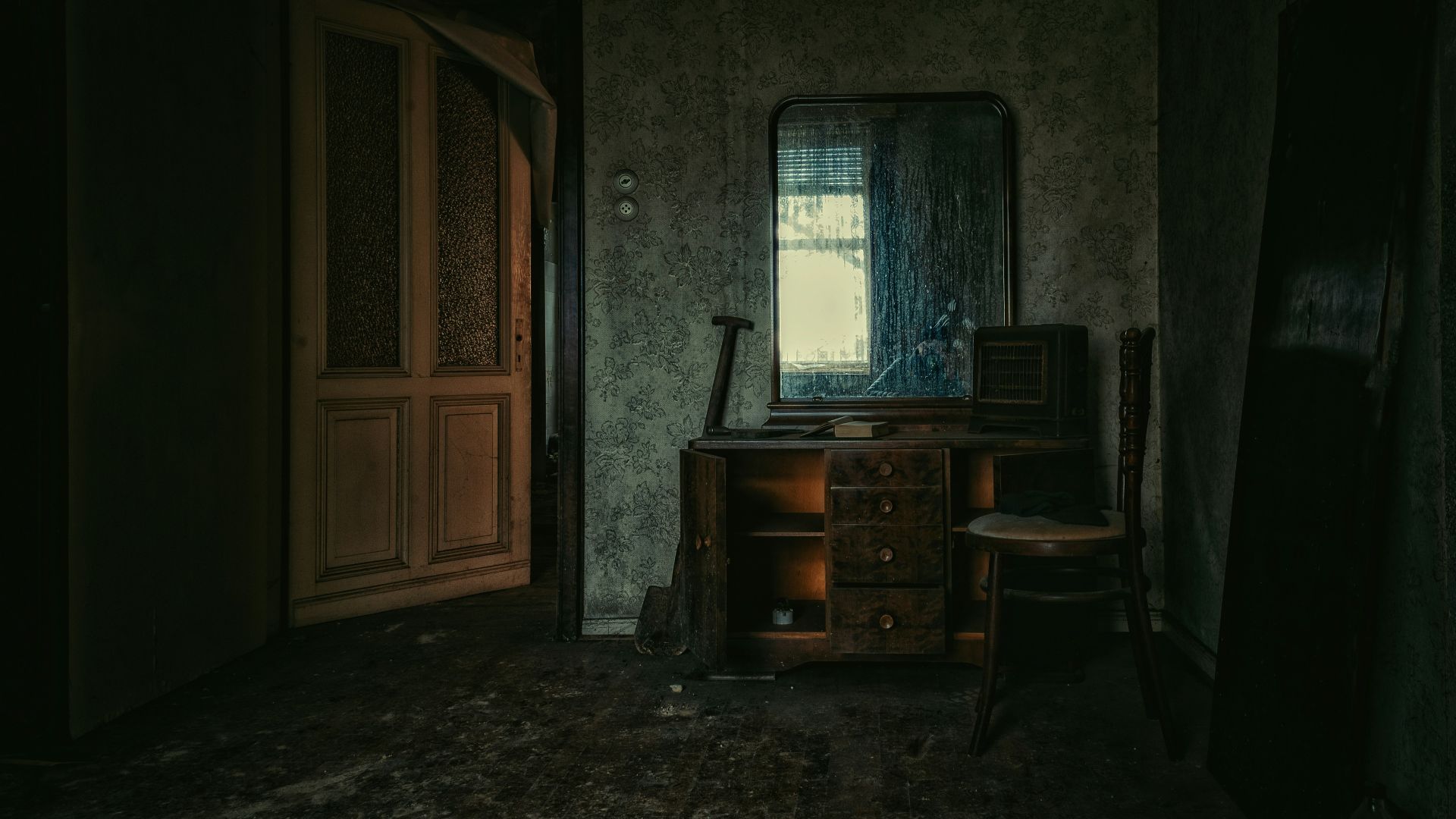 brown wooden door near brown wooden desk