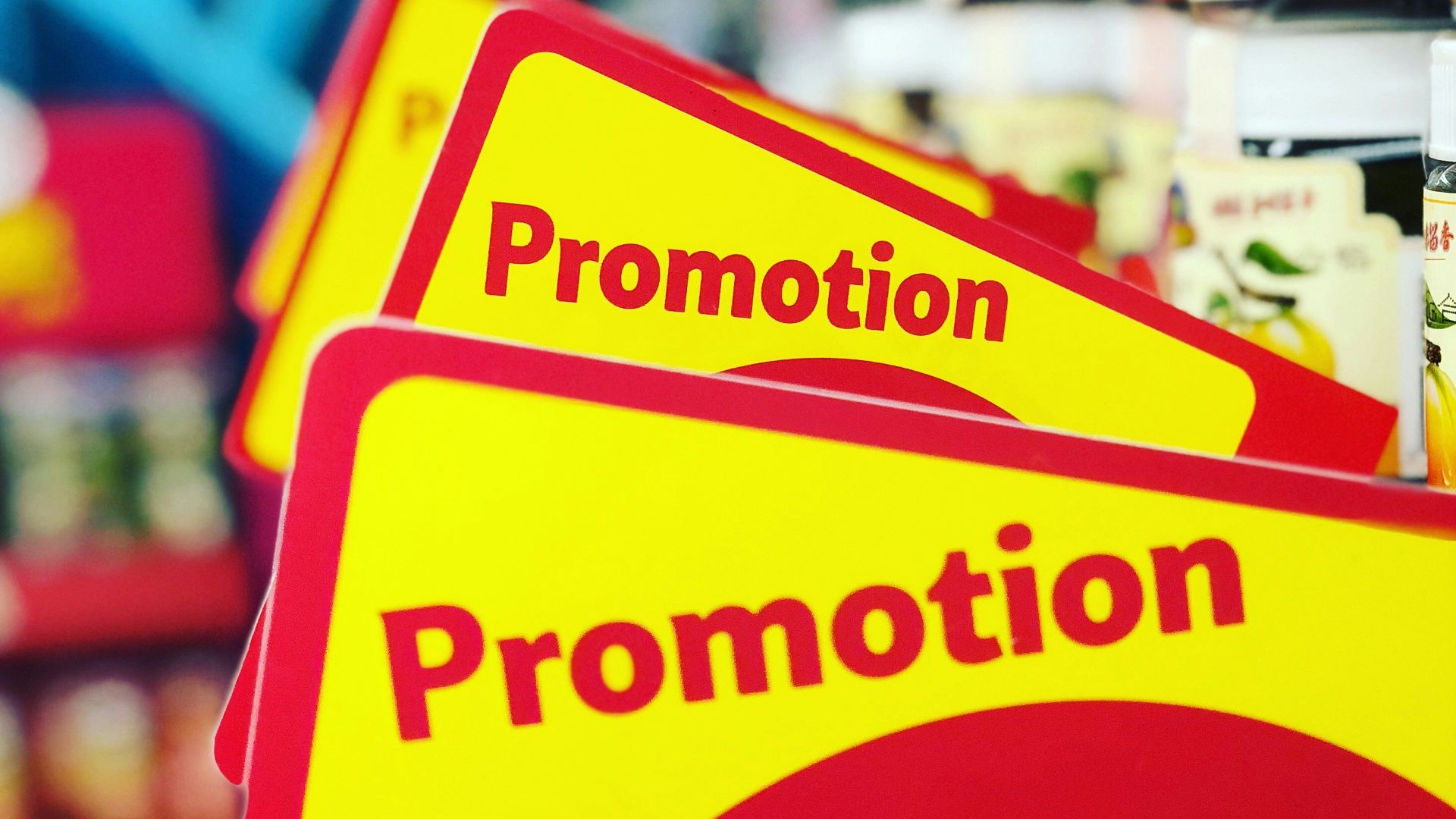 a close up of a sign in a store