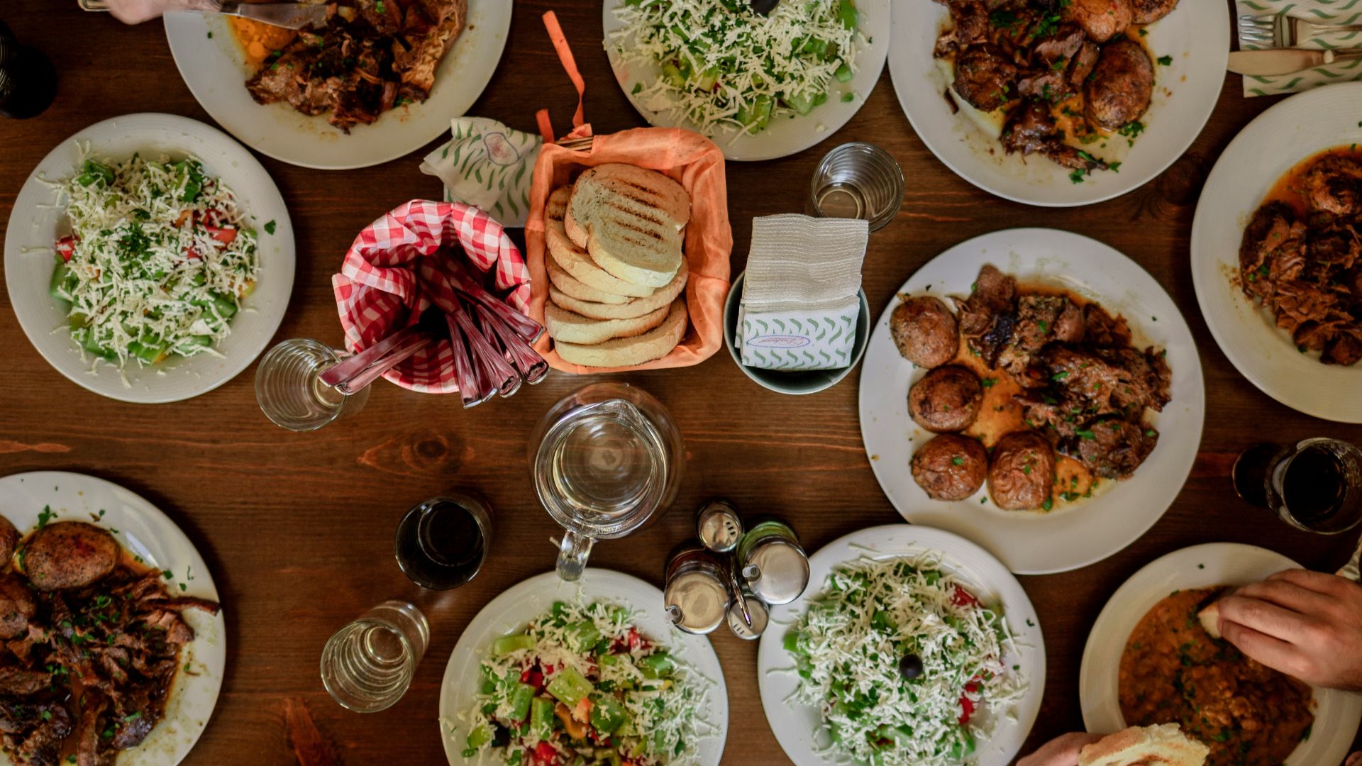 white plates with assorted foods