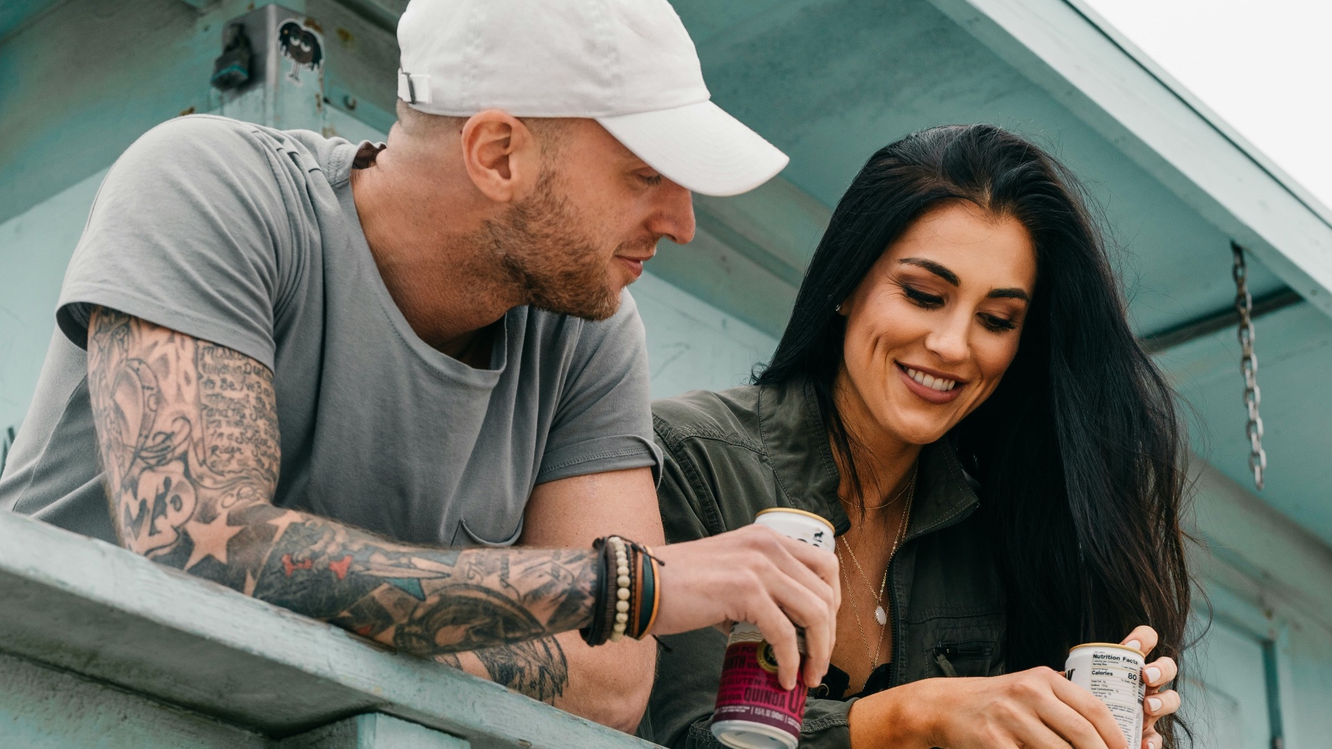 smiling woman and man