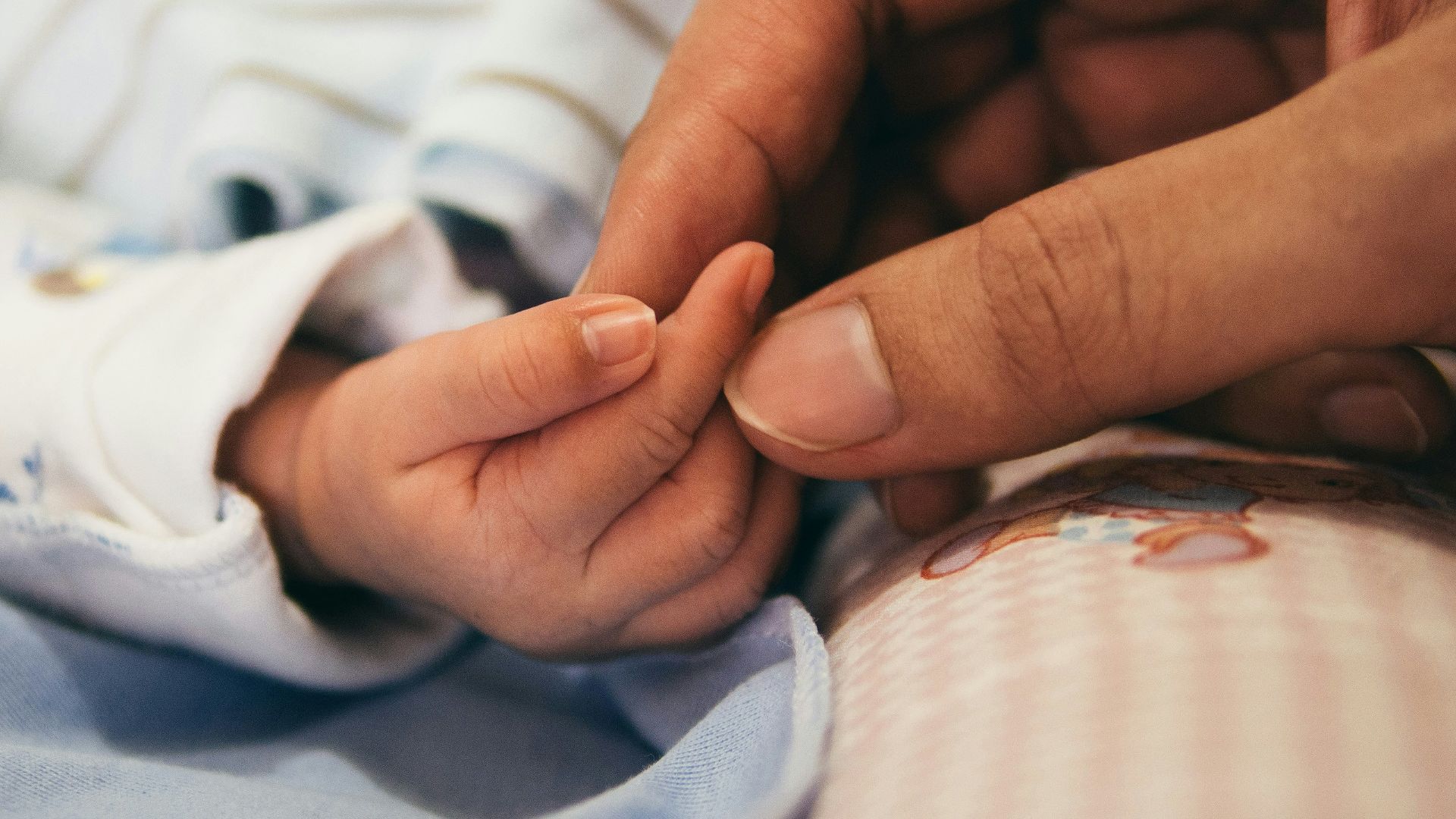 person holding baby's index finger