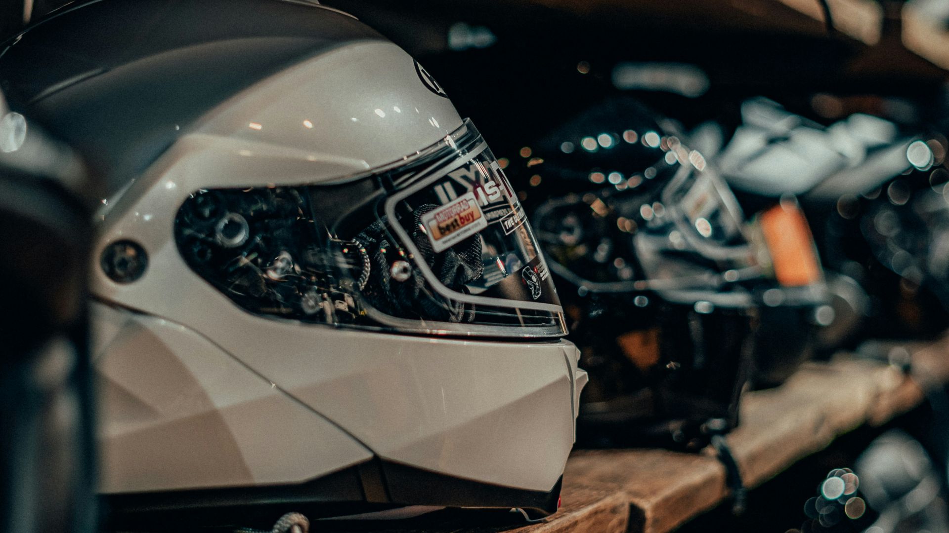 black and white motorcycle helmet