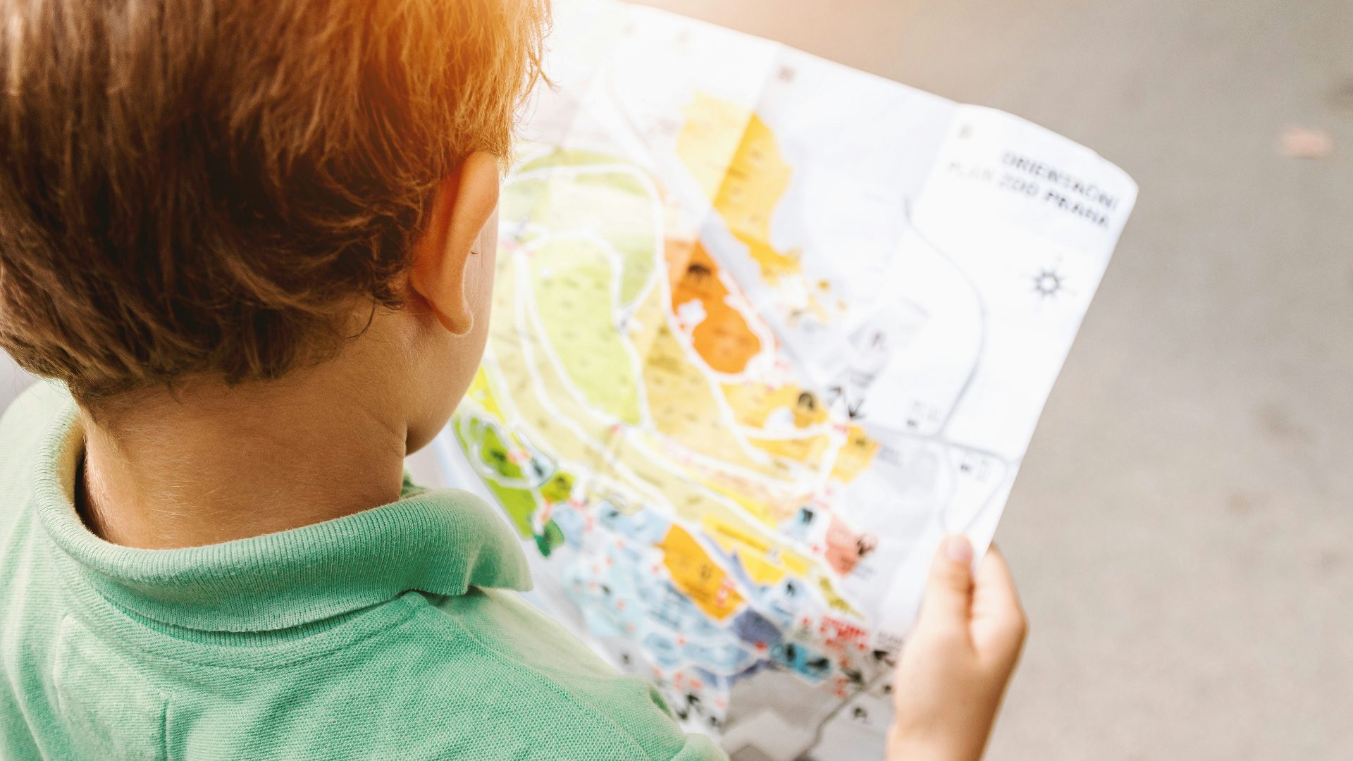 boy standing while reading map