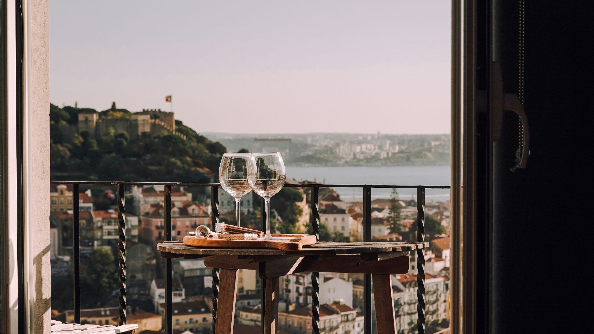 clear glass ball on brown wooden table