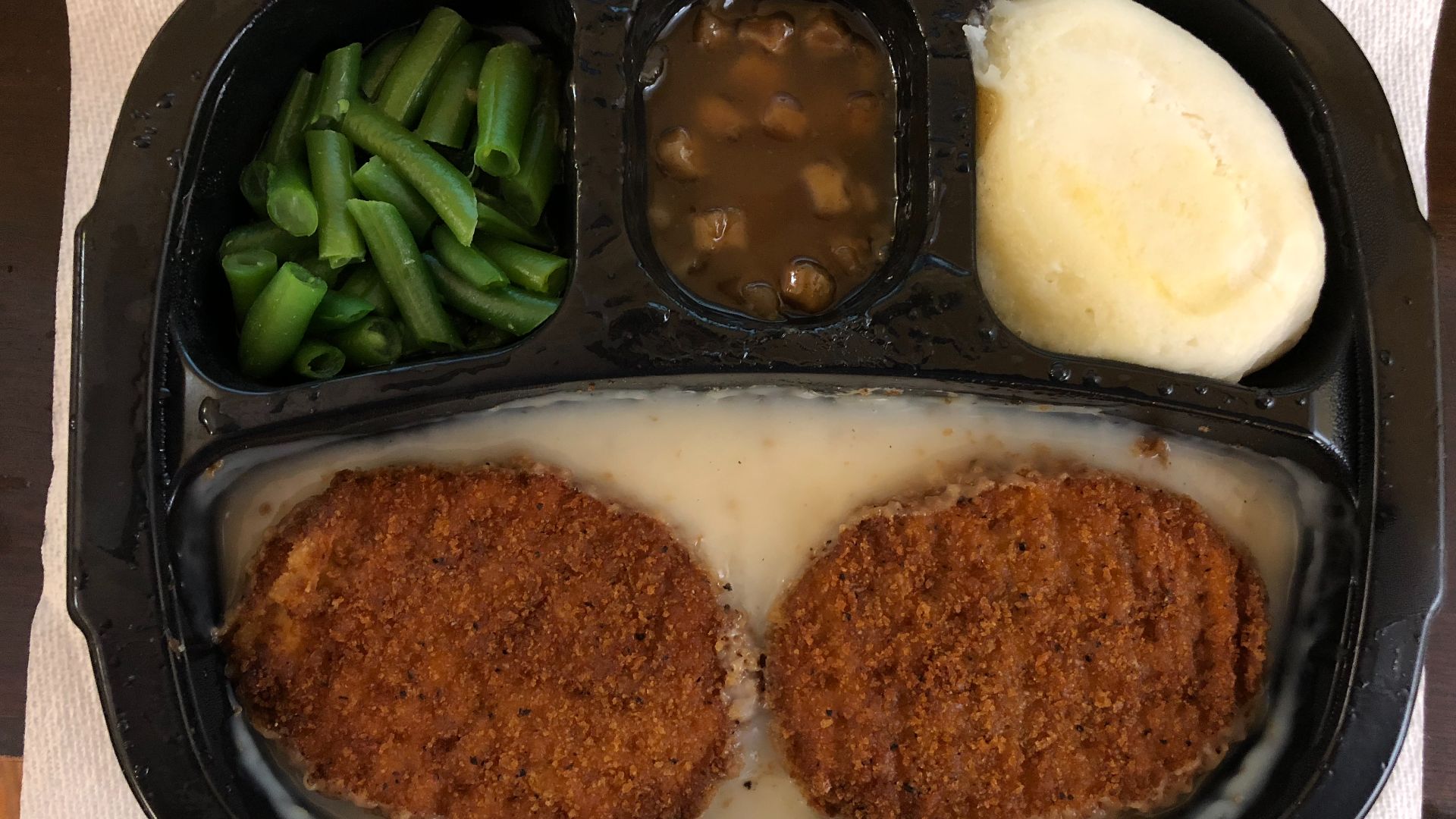File:2019-01-24 20 24 23 A Hungry-Man Country Fried Chicken TV dinner after being heated in the Franklin Farm section of Oak Hill, Fairfax County, Virginia.jpg
