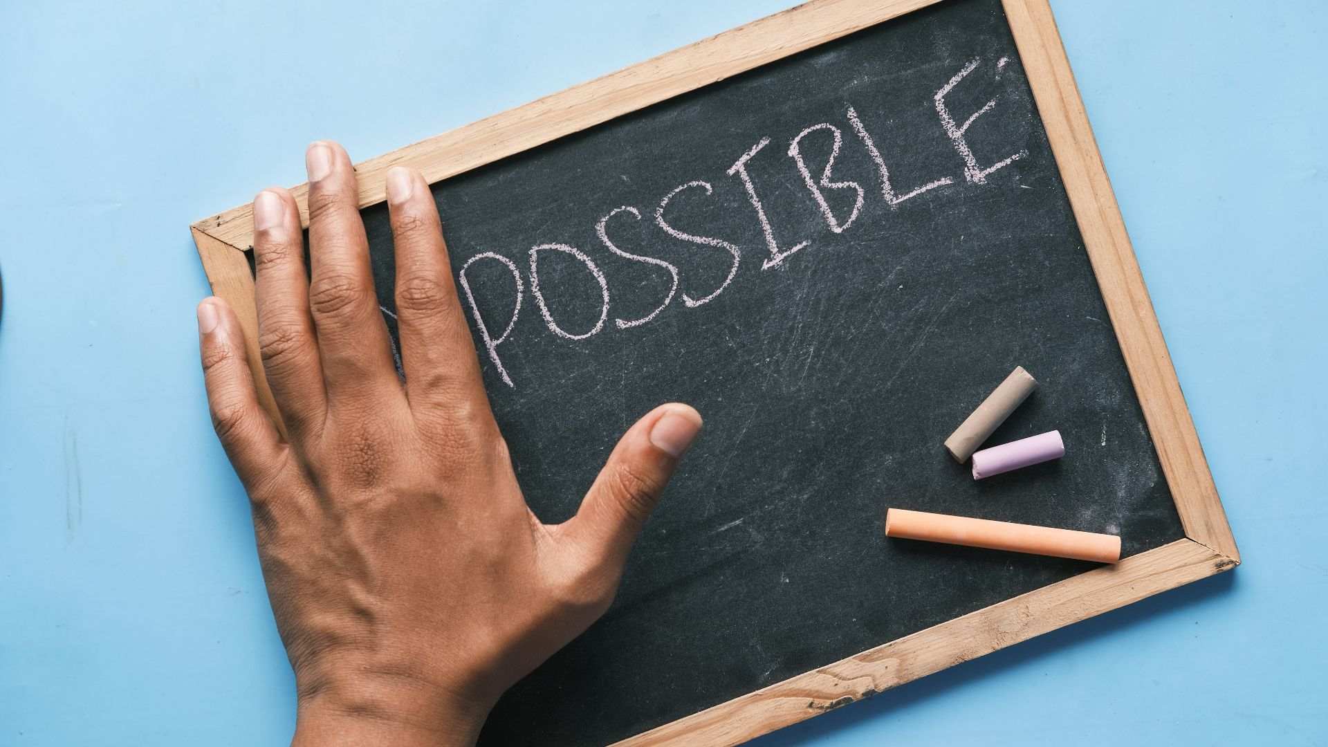 a chalkboard with the word possible written on it