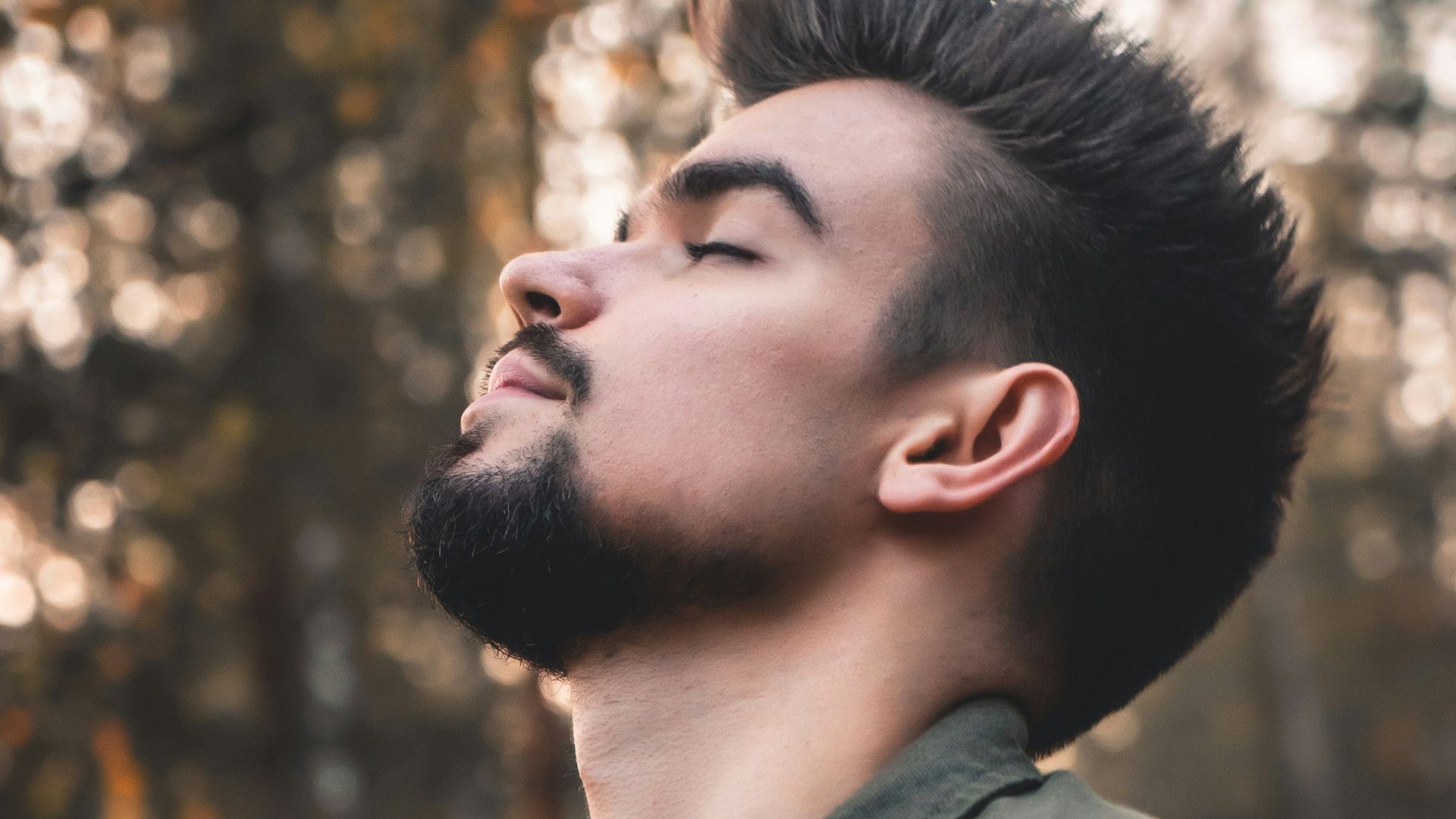 man in black leather jacket