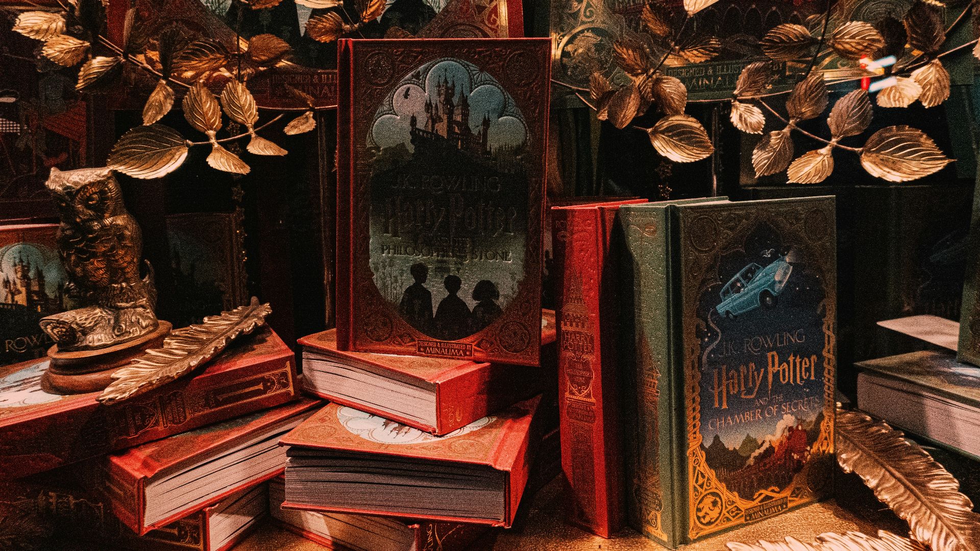 red and brown wooden shelf