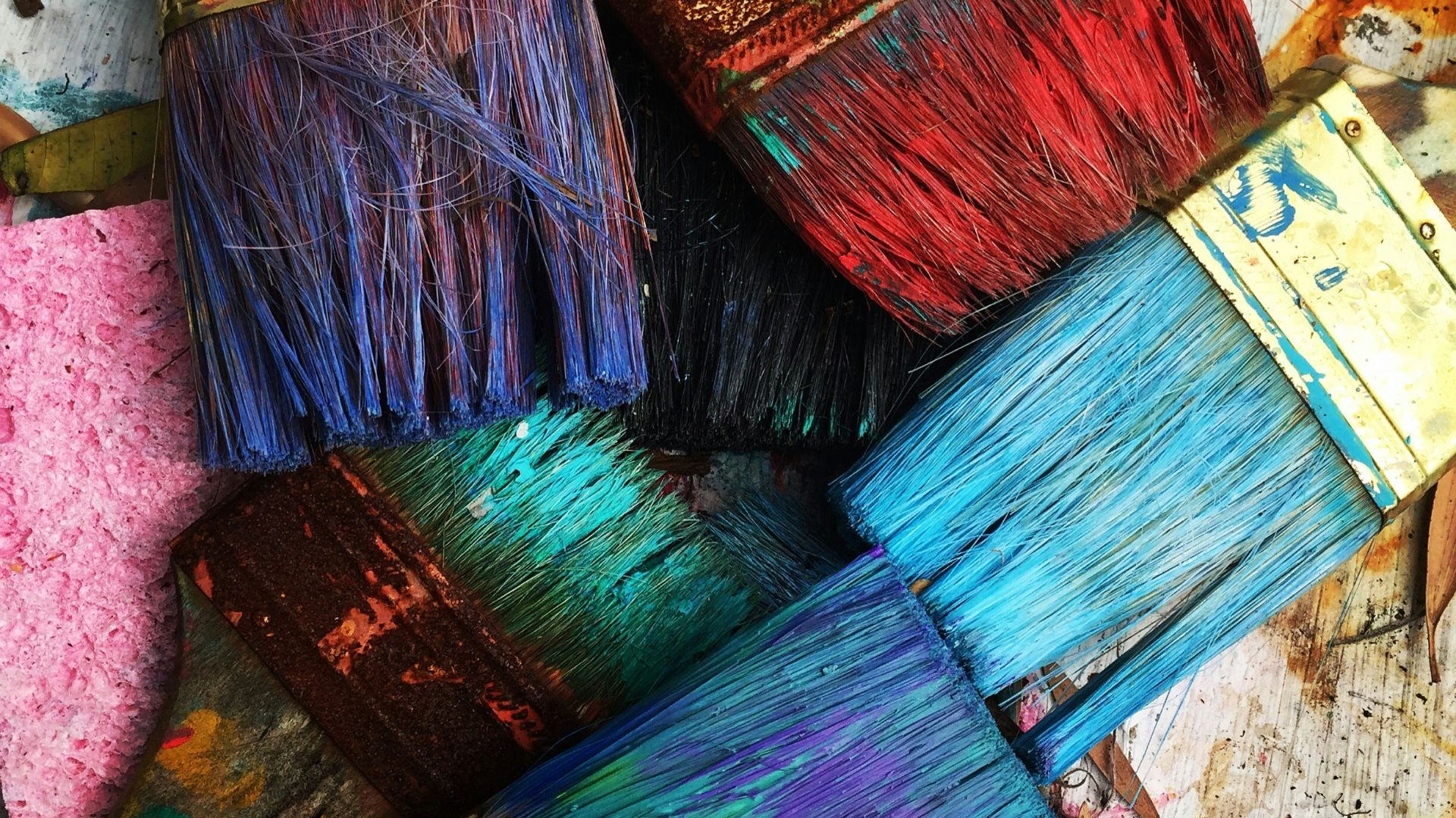 assorted-color paintbrushes