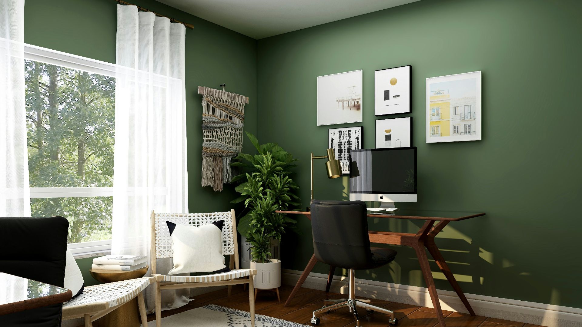 black and white chairs and table