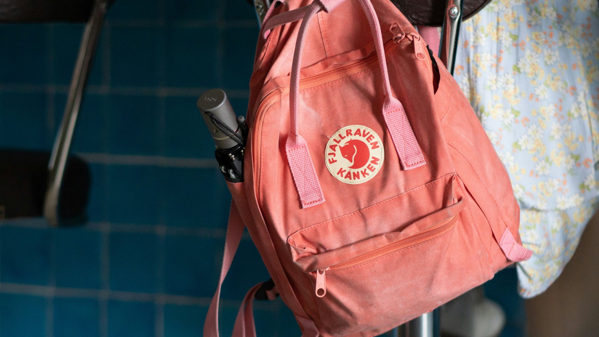 pink and white backpack