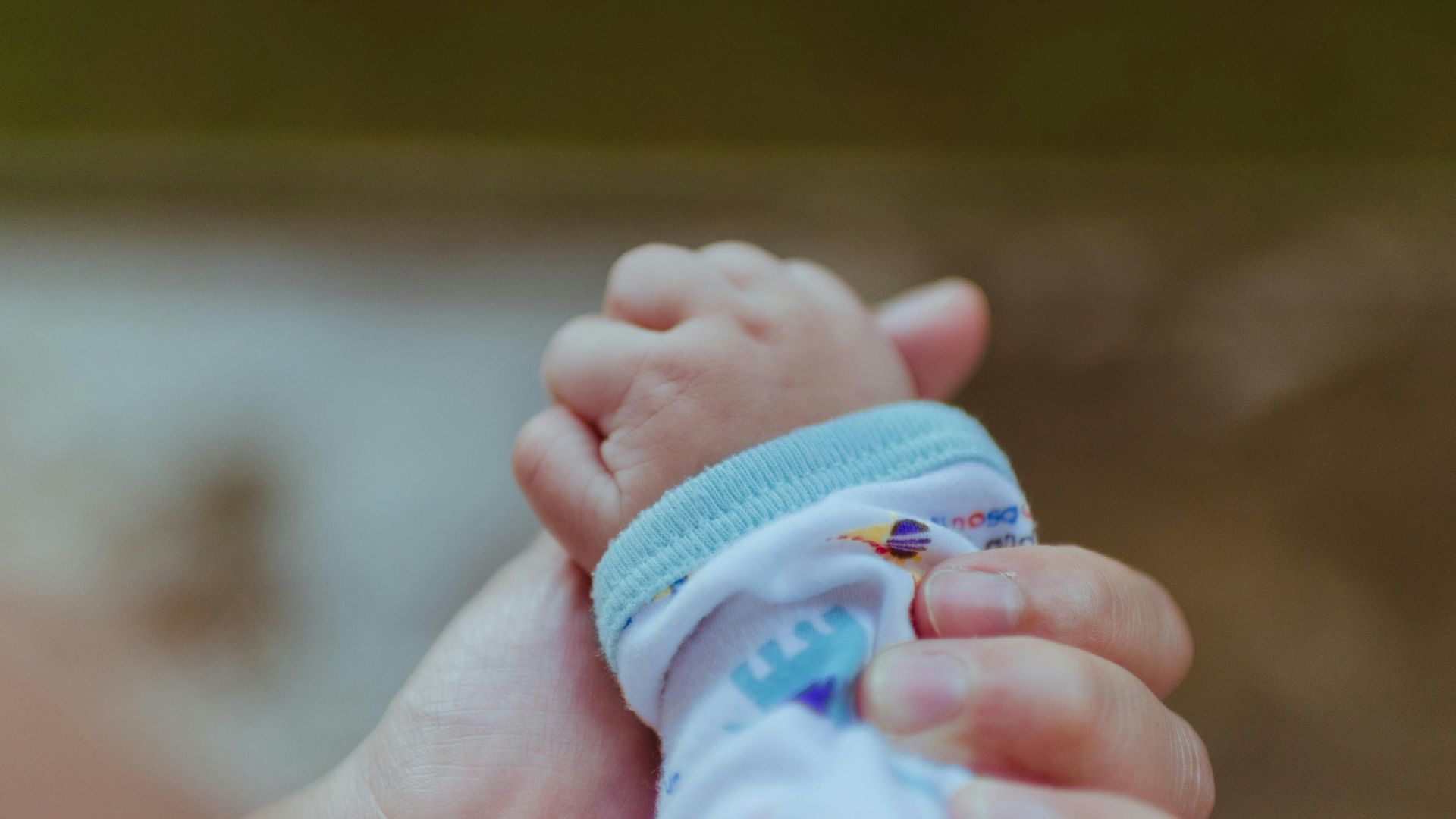 person holding baby's hand