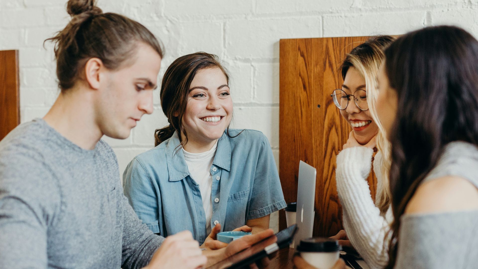 A group of friends at a coffee shop
