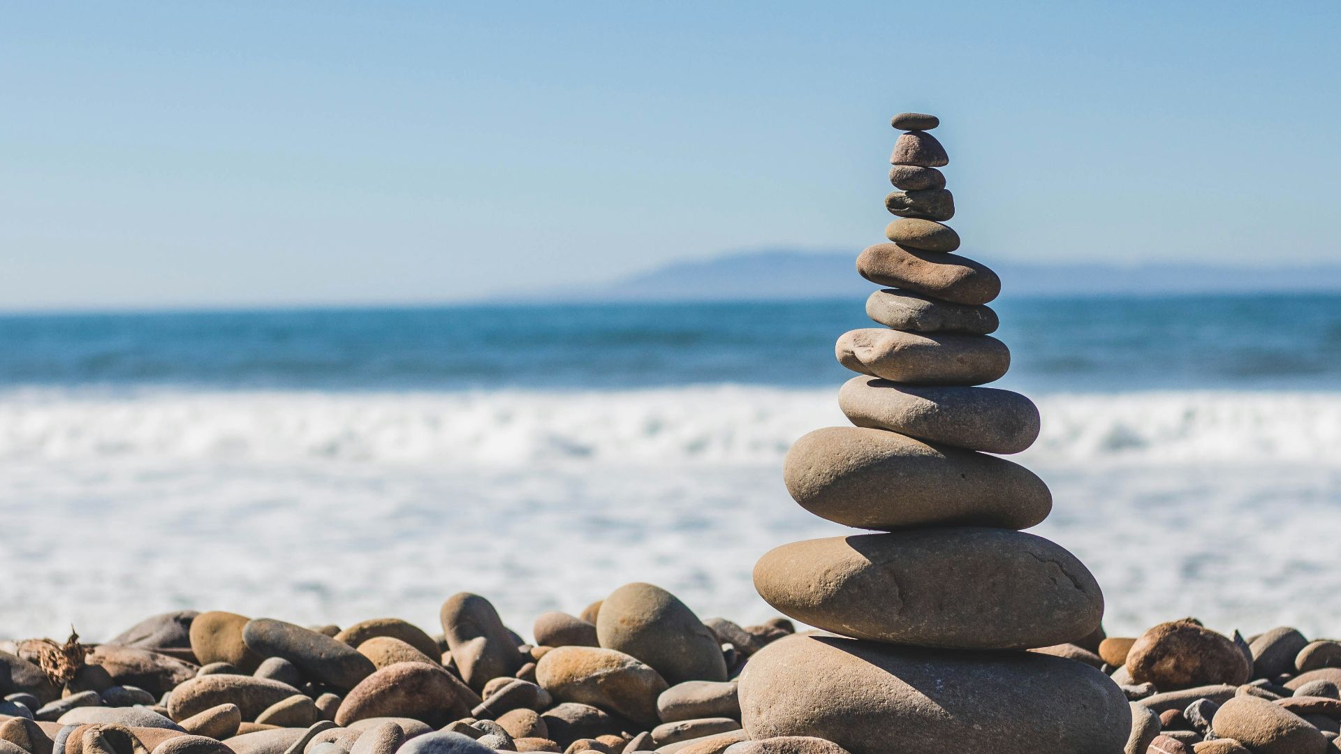 stack rock on seashore