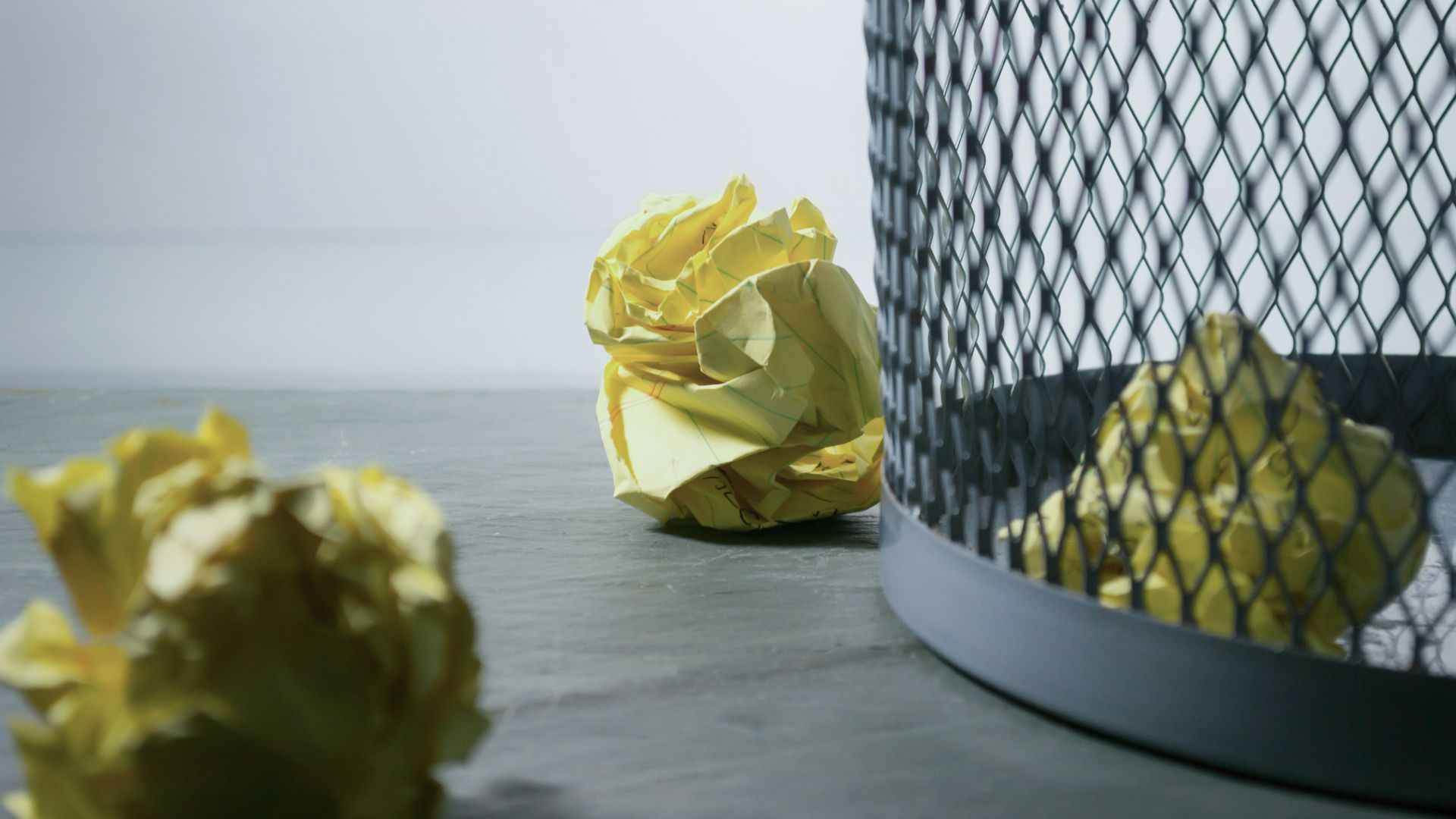 yellow crumpled papers