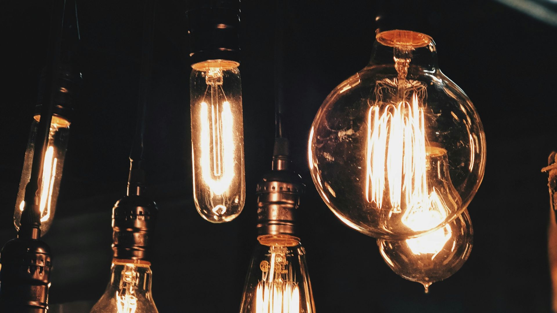 lighted Edison bulbs