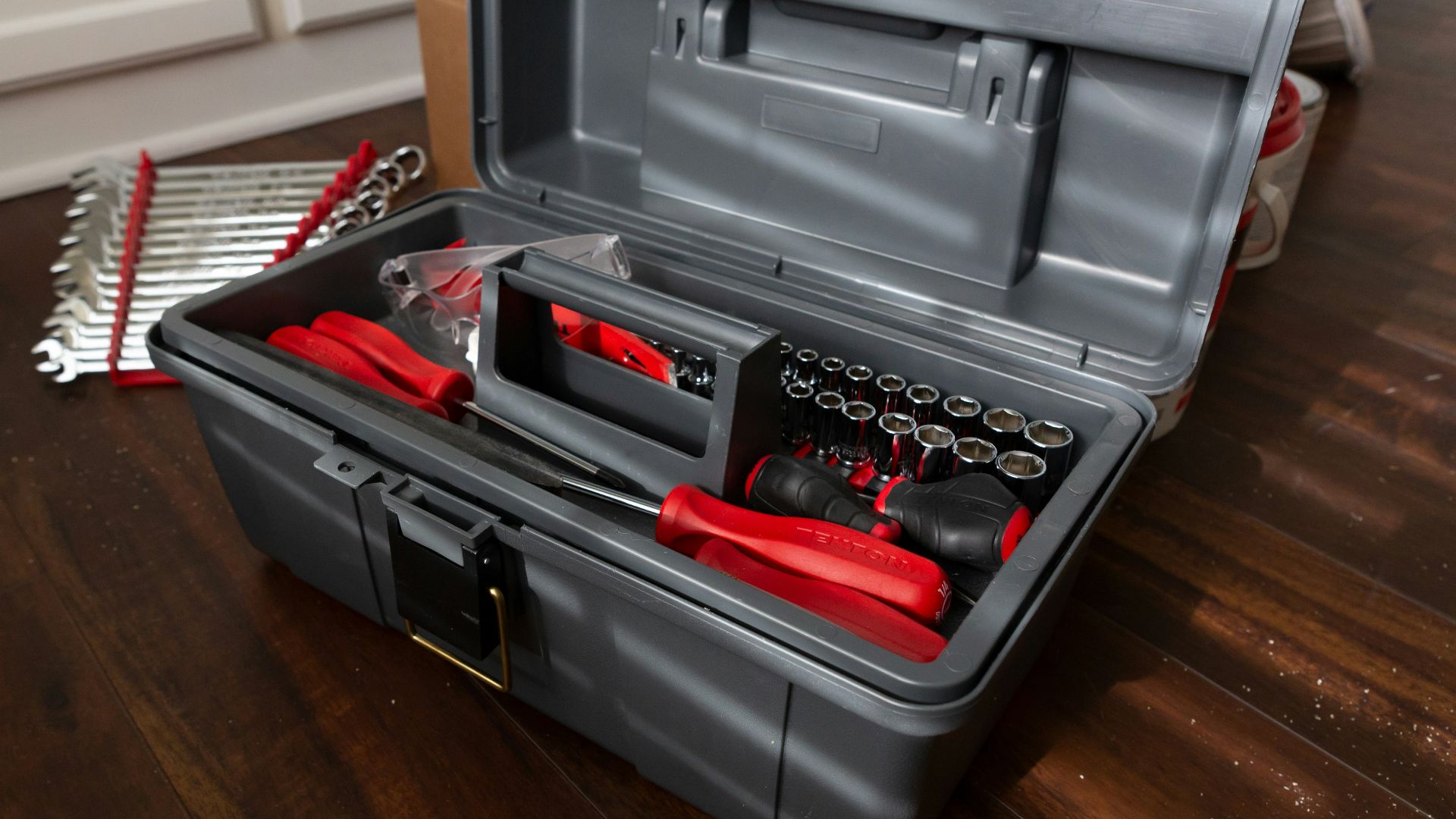 black and red tool box