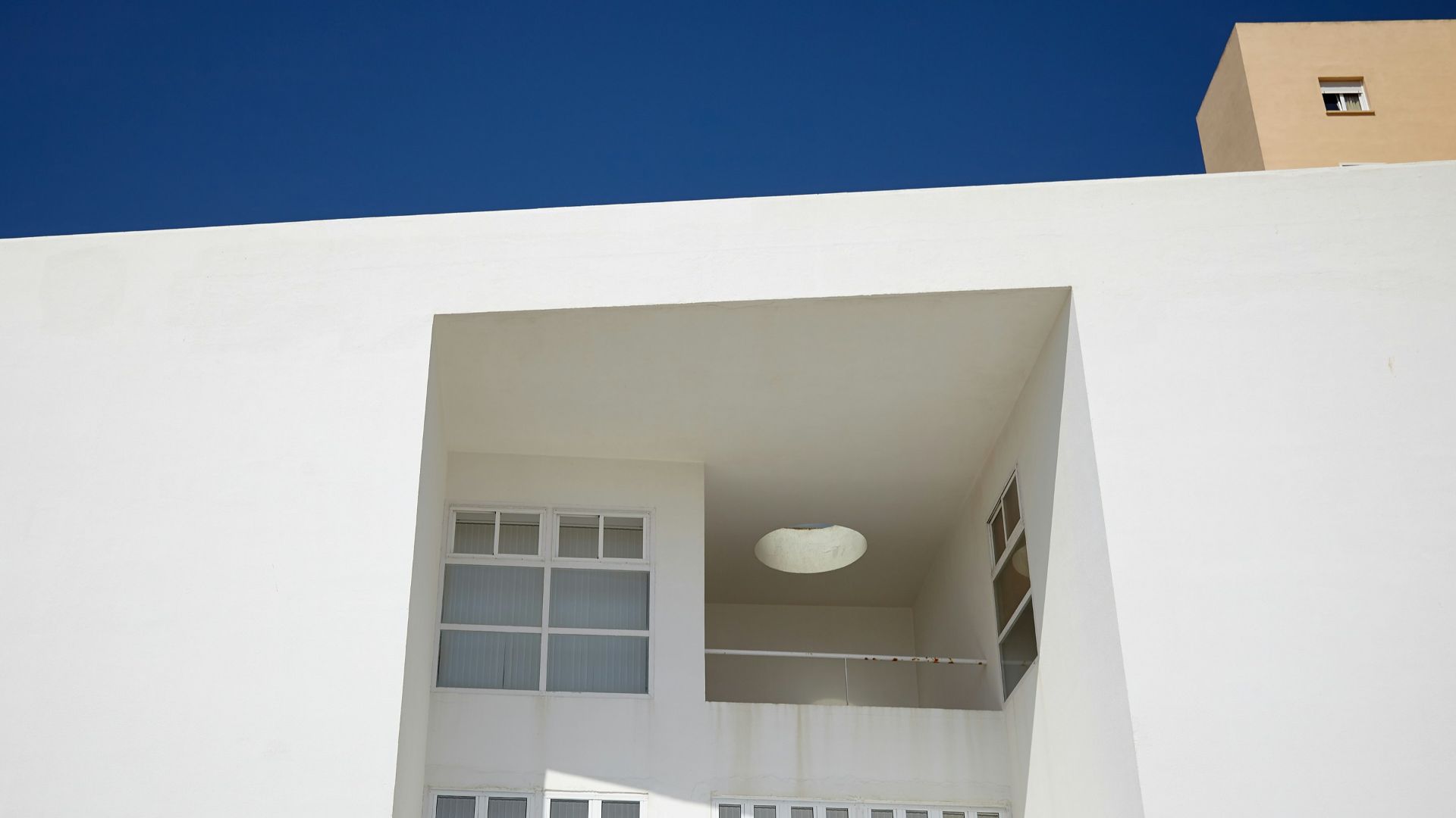 closeup view of white building