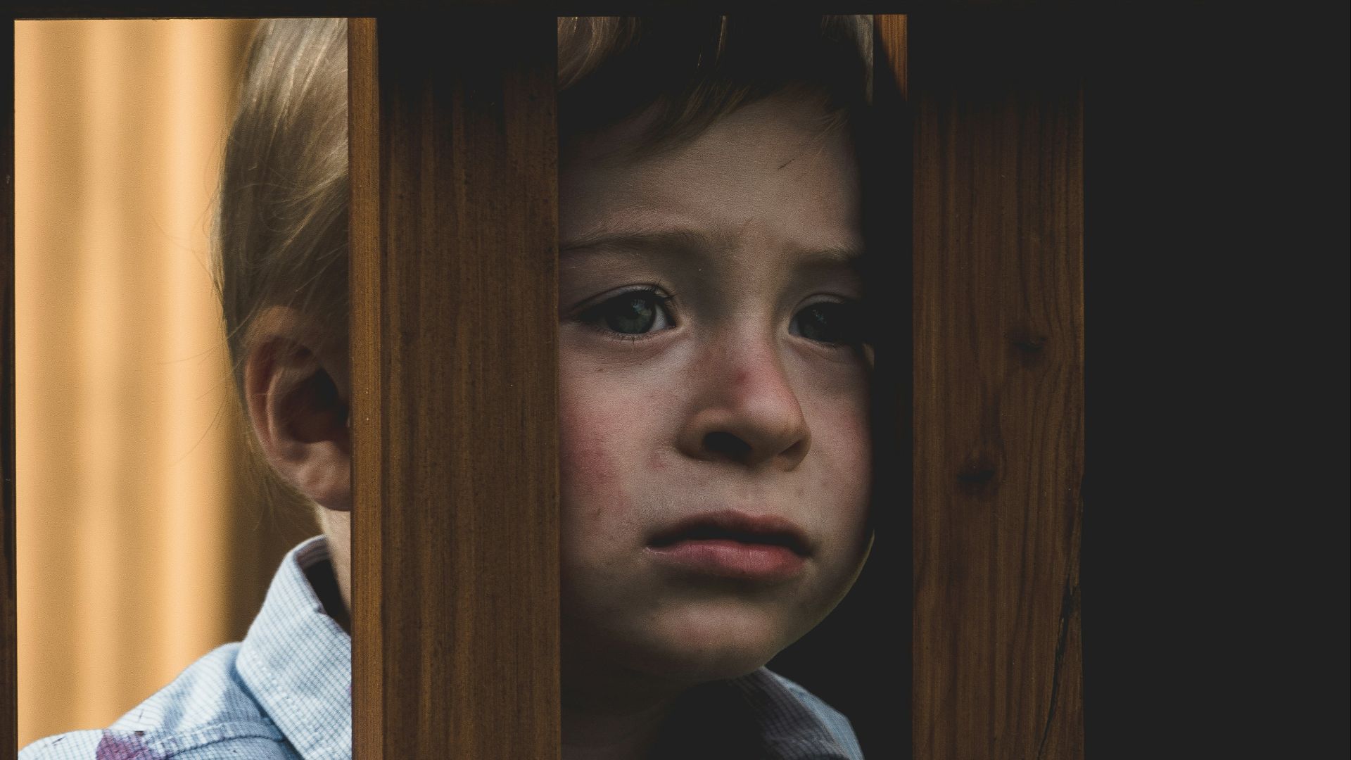 boy leaning on brown wooden railings