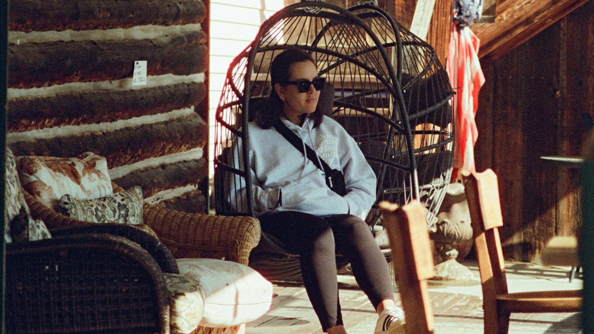 A person sitting in a chair in a room