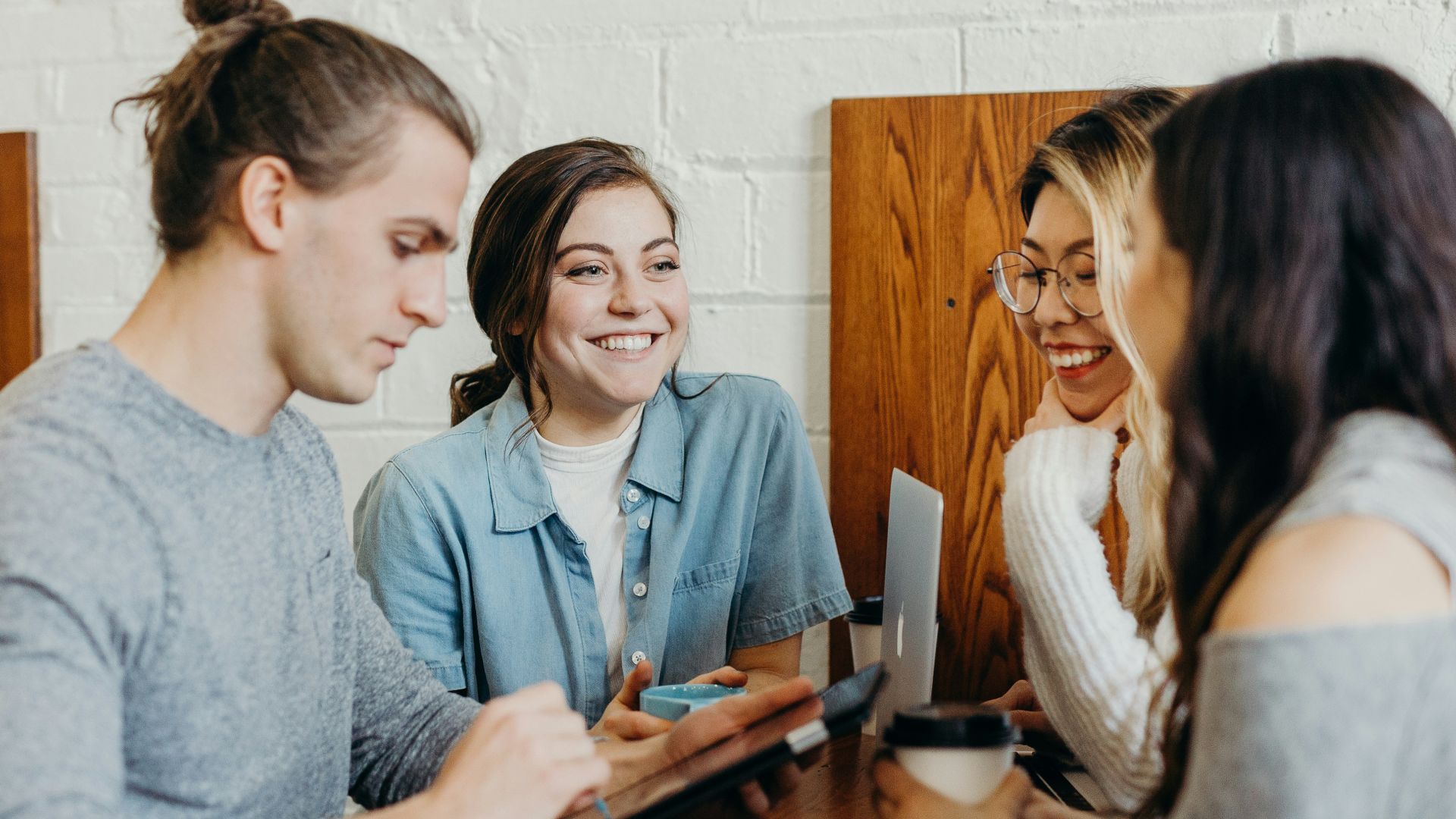 A group of friends at a coffee shop