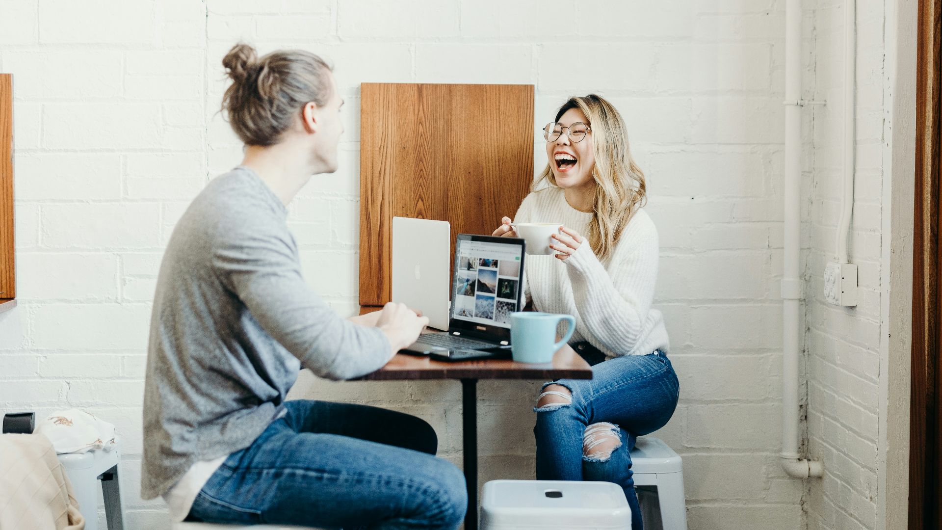 couple sitting on the dining table