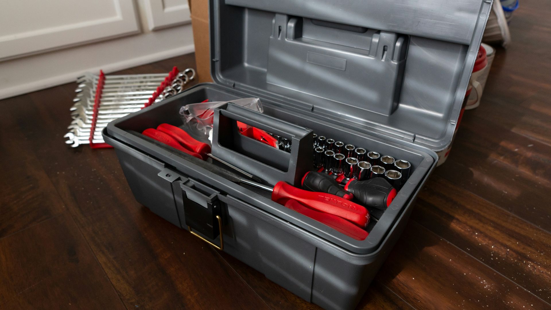 black and red tool box