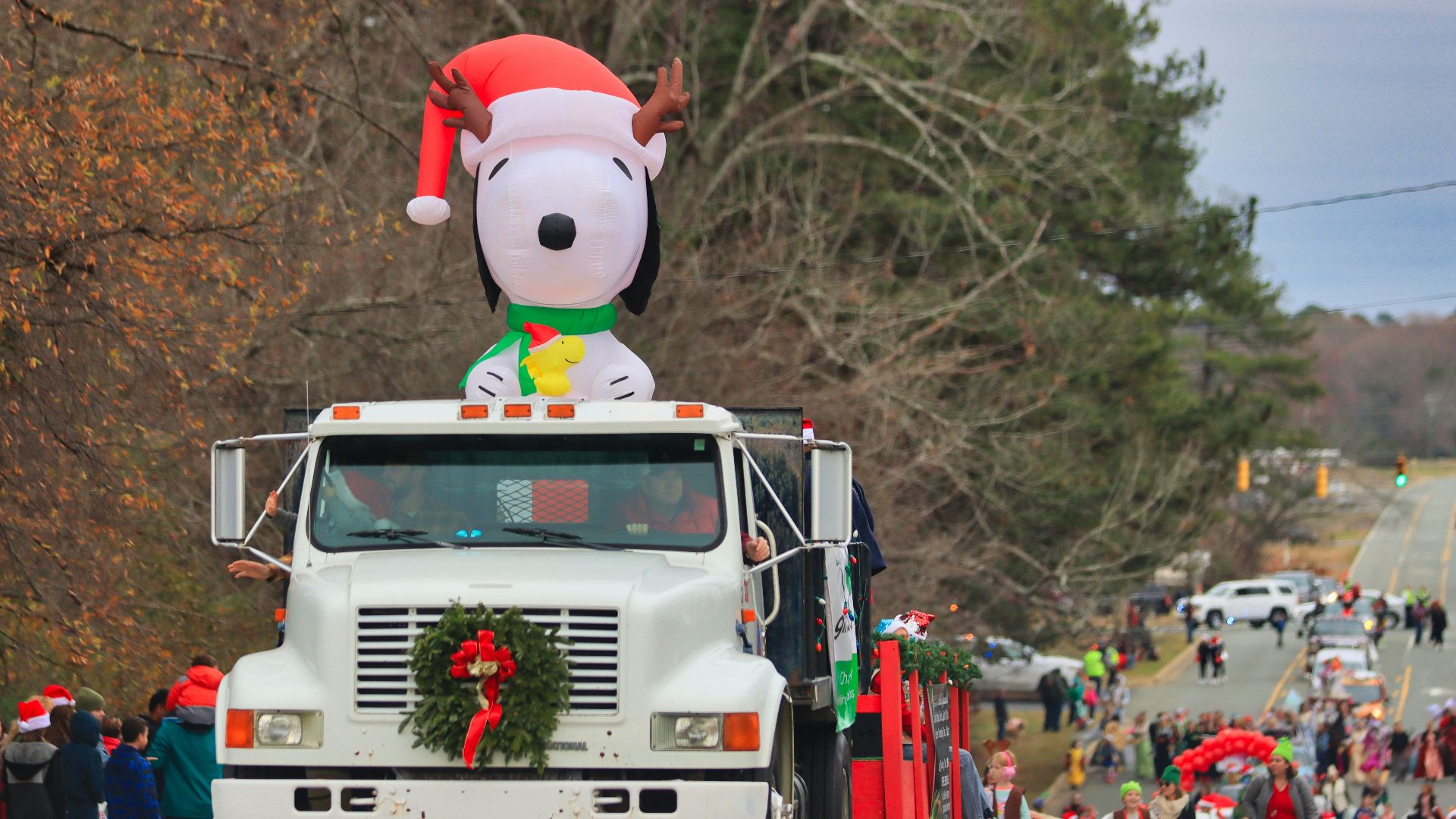 santa claus figurine on white truck